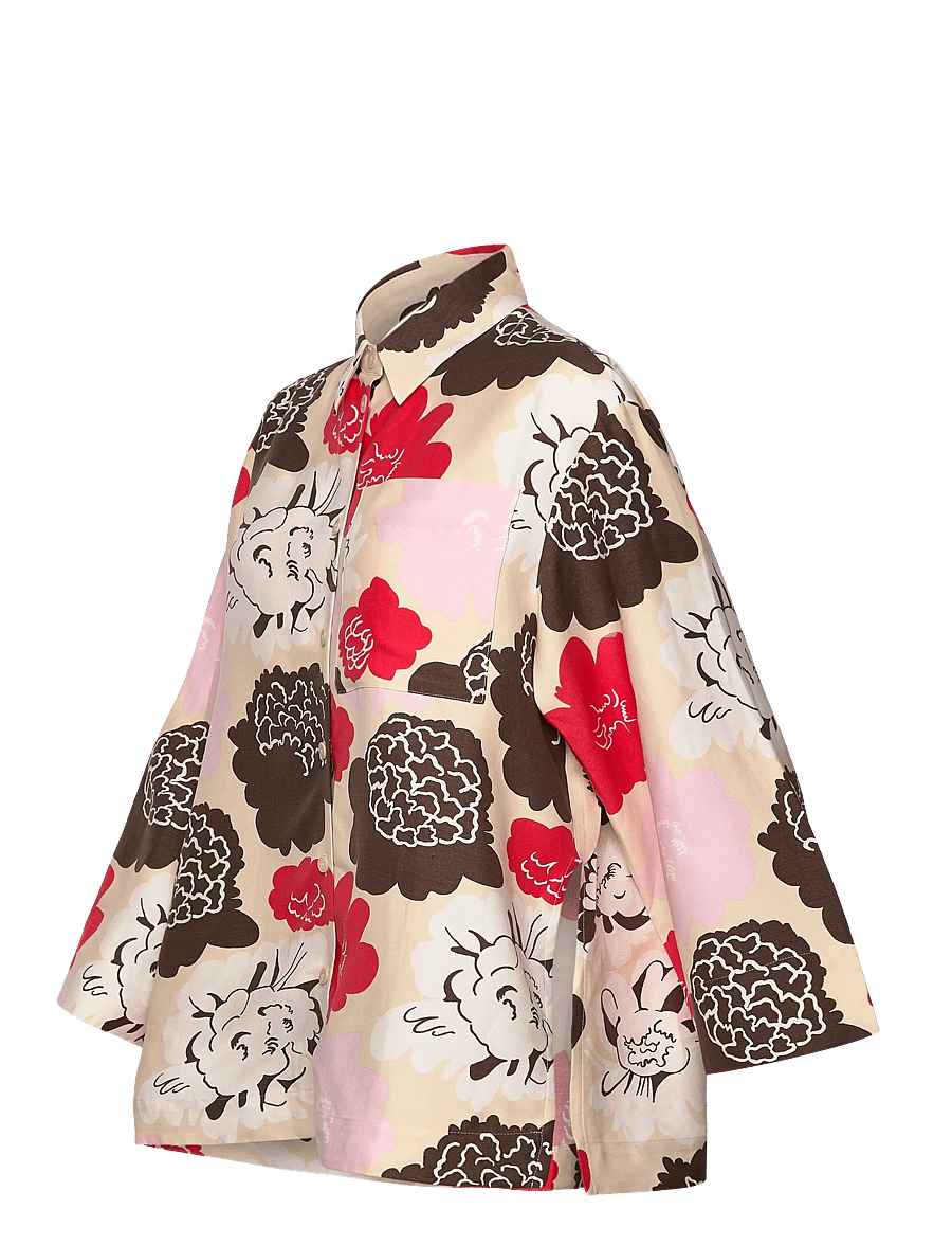 Marimekko - KAMMETA PIONI - chemises en jeans - beige, red, light pink, brown - 3