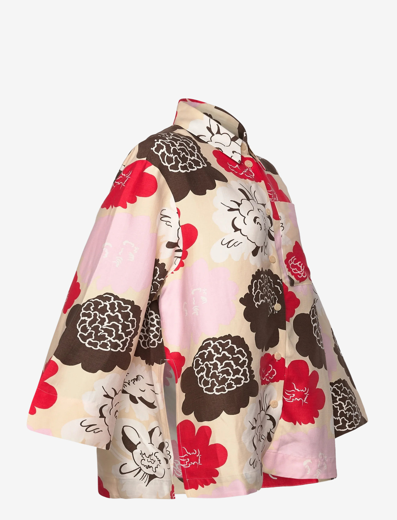 Marimekko - KAMMETA PIONI - jeansskjortor - beige, red, light pink, brown - 4