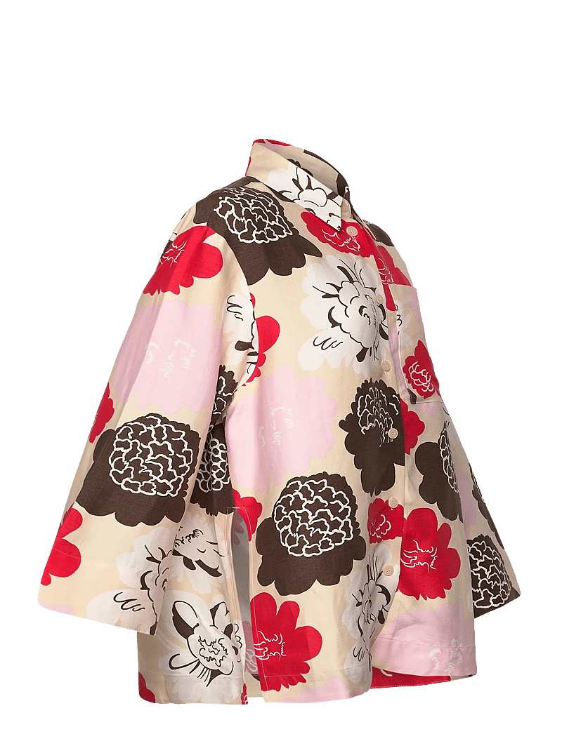 Marimekko - KAMMETA PIONI - chemises en jeans - beige, red, light pink, brown - 4