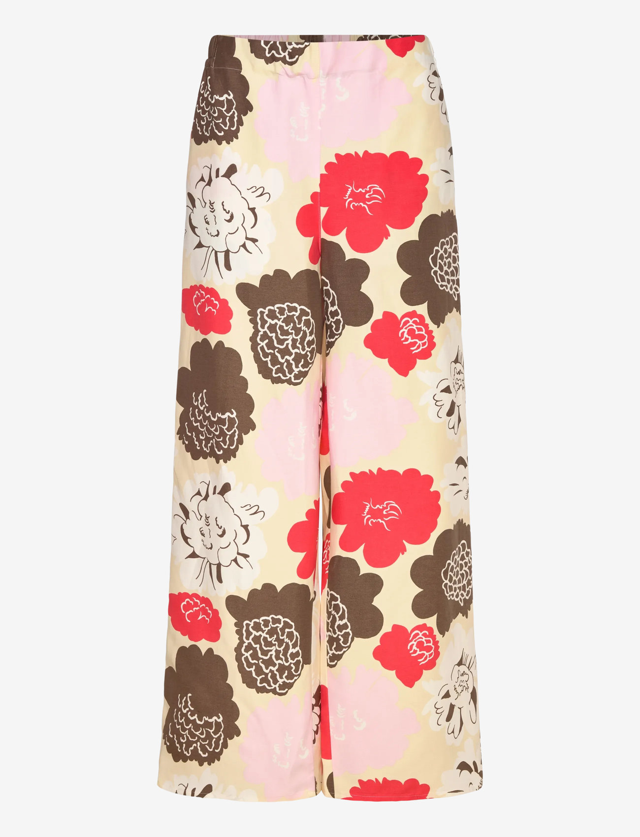 Marimekko - MUOTTI PIONI - laia säärega püksid - beige, red, light pink, brown - 1