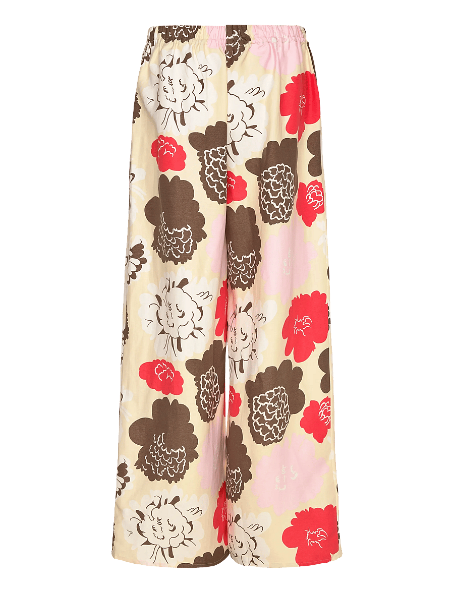 Marimekko - MUOTTI PIONI - wijde broeken - beige, red, light pink, brown - 2