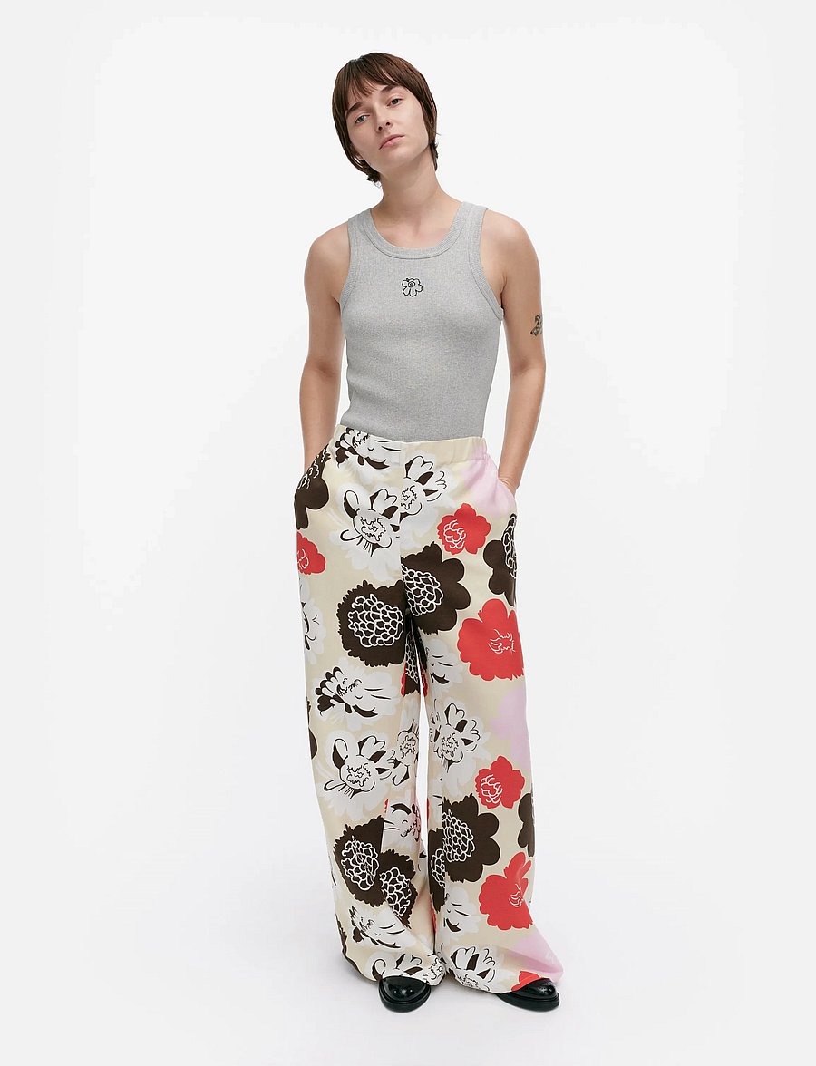 Marimekko - MUOTTI PIONI - wijde broeken - beige, red, light pink, brown - 0