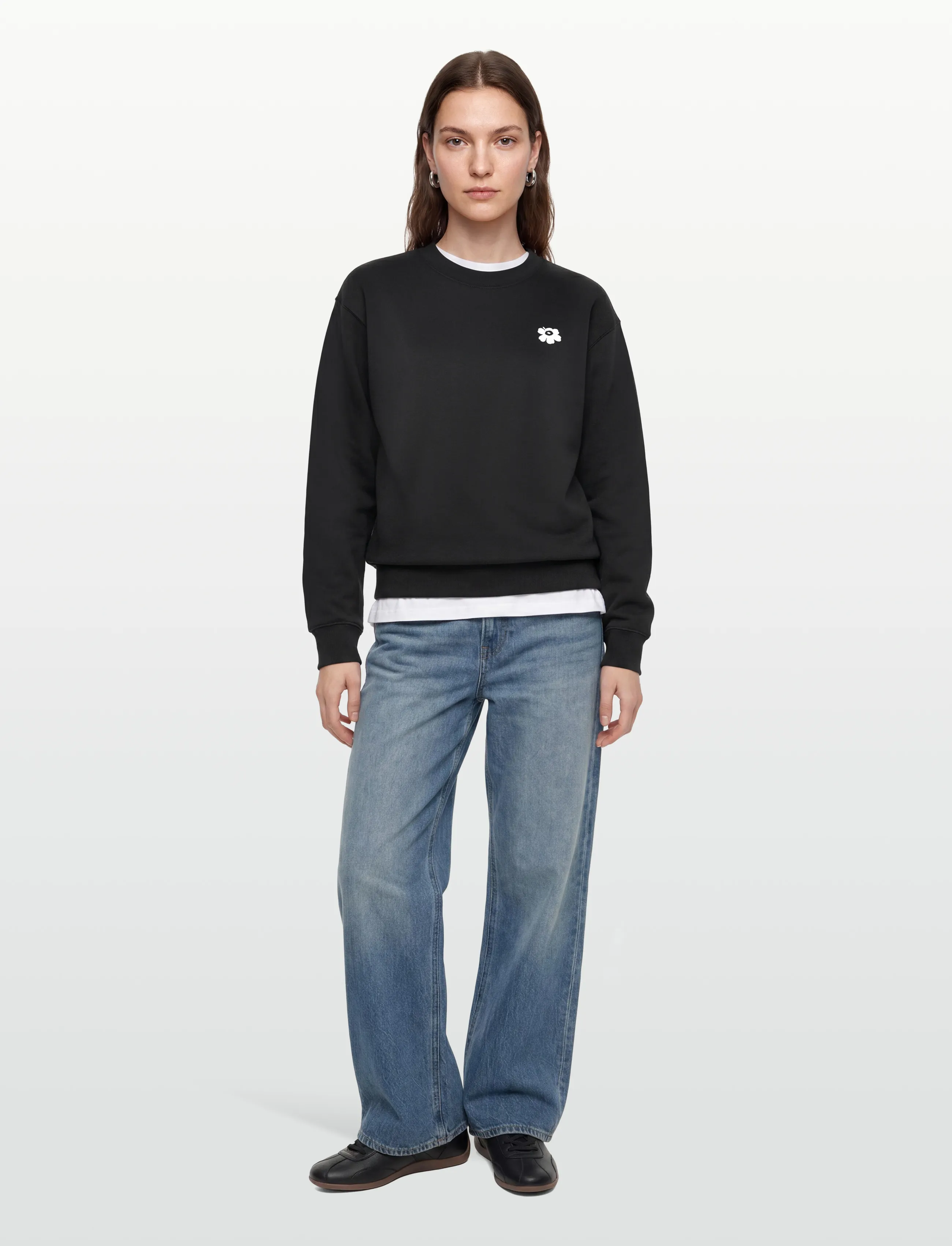 Marimekko Leiot Unikko Placement, XL, Black, Sweatshirts & Hættetrøjer > Sweatshirts, Dame