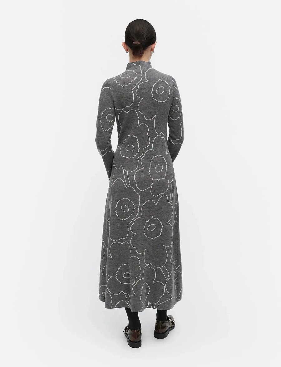 Marimekko - WILLAT PIIRTO UNIKKO - knitted dresses - dark grey, off white - 3