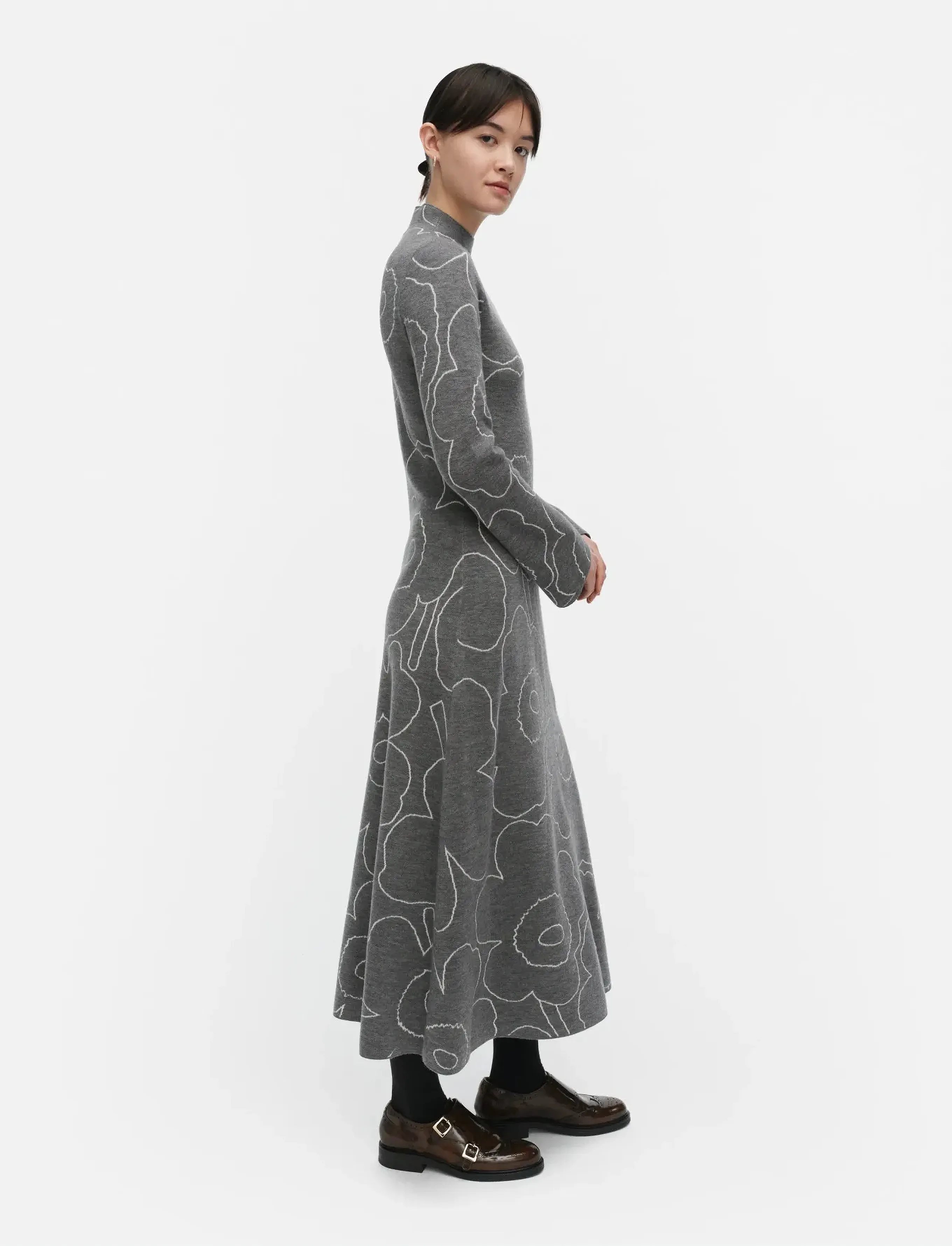 Marimekko - WILLAT PIIRTO UNIKKO - prjónaðir kjólar - dark grey, off white - 4