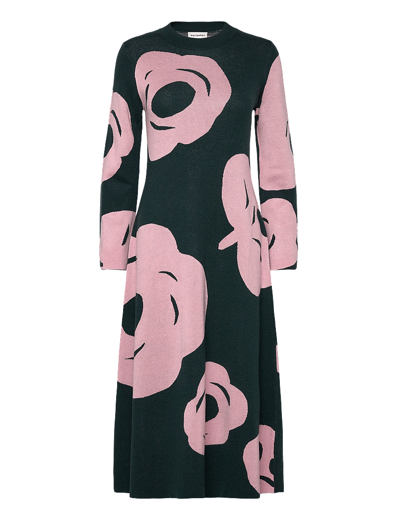 Marimekko - LEIKKUU TUMMA - knitted dresses - dark green, light pink - 1
