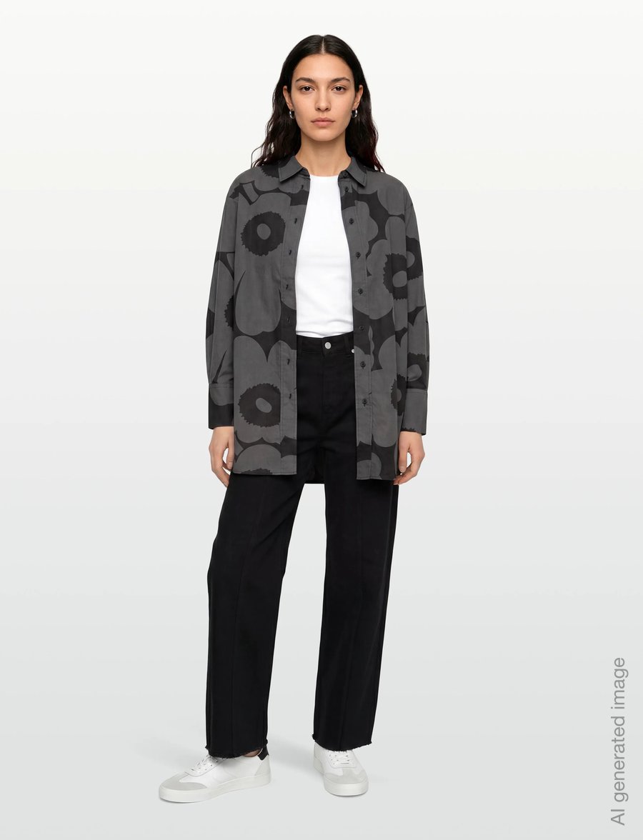 Marimekko - NILA UNIKKO - denimskjorter - black, dark grey - 0