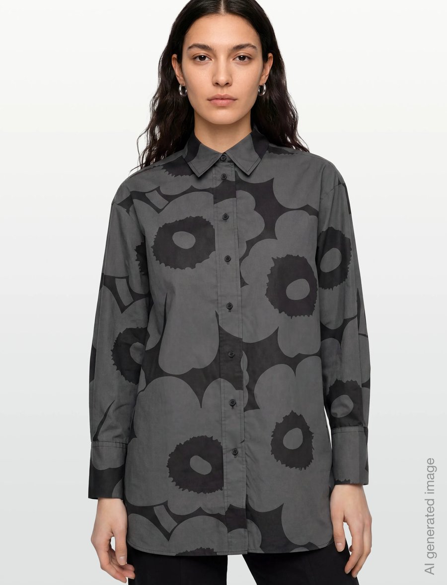 Marimekko - NILA UNIKKO - denimskjorter - black, dark grey - 3
