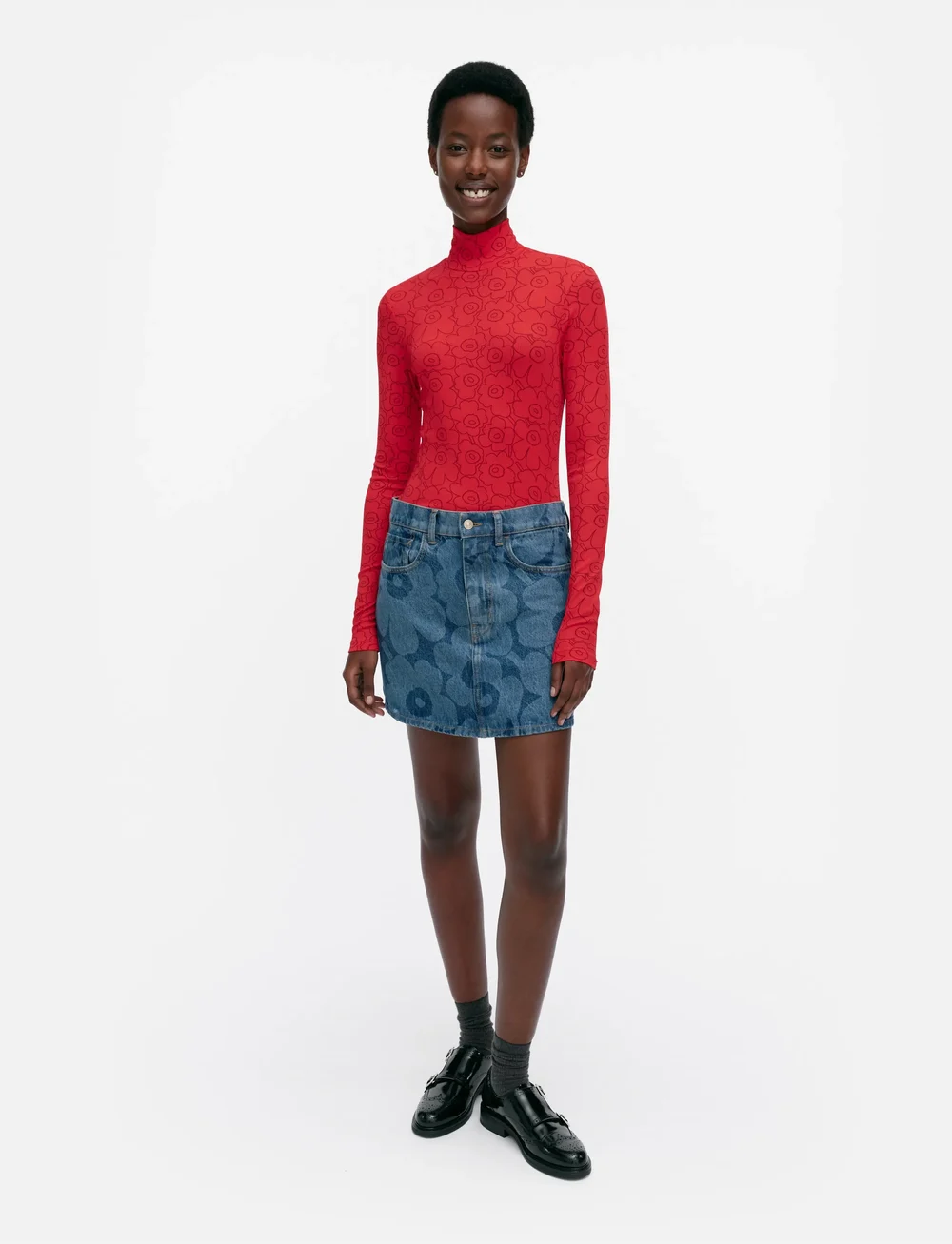 Marimekko - MARIDENIM RUUDUT UNIKKO - denim skirts - mid indigo - 0