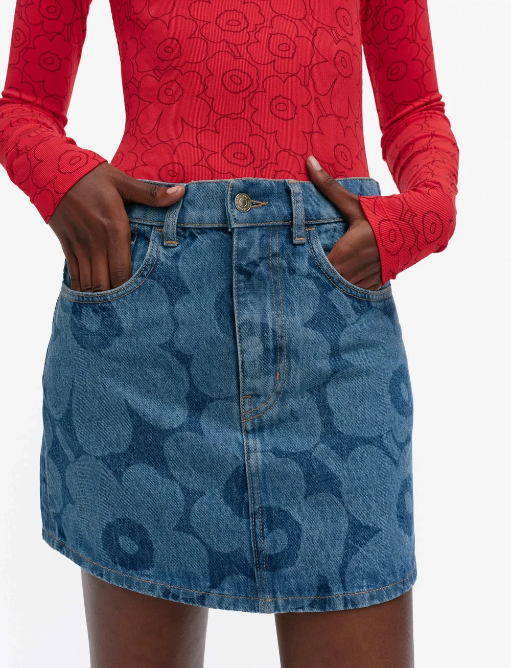 Marimekko - MARIDENIM RUUDUT UNIKKO - denim skirts - mid indigo - 3