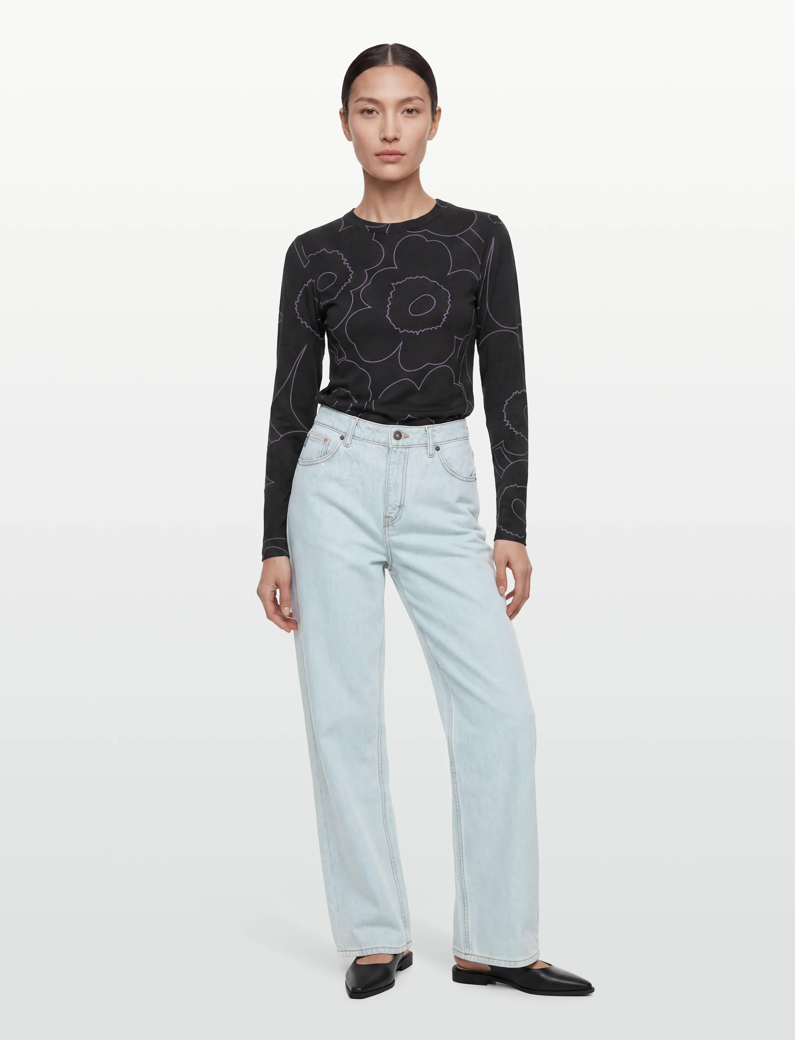 Marimekko Viedä Piirto Unikko, XS, Black, Bluser > Langærmede, Dame