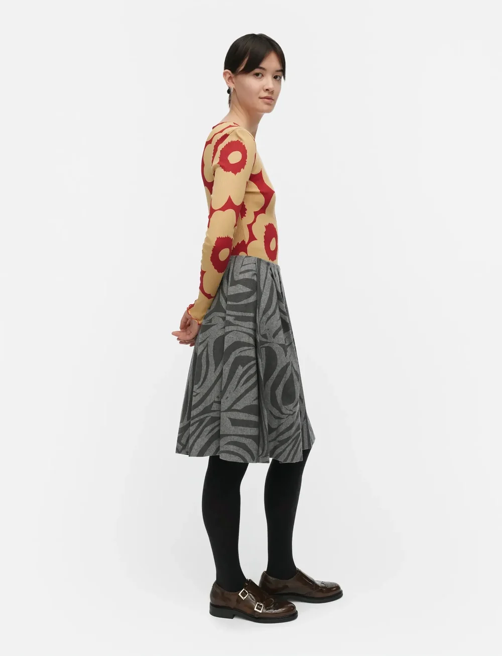 Marimekko - FLORAALI UNIKKO - pikkade varrukatega alussärgid - brown, red - 4