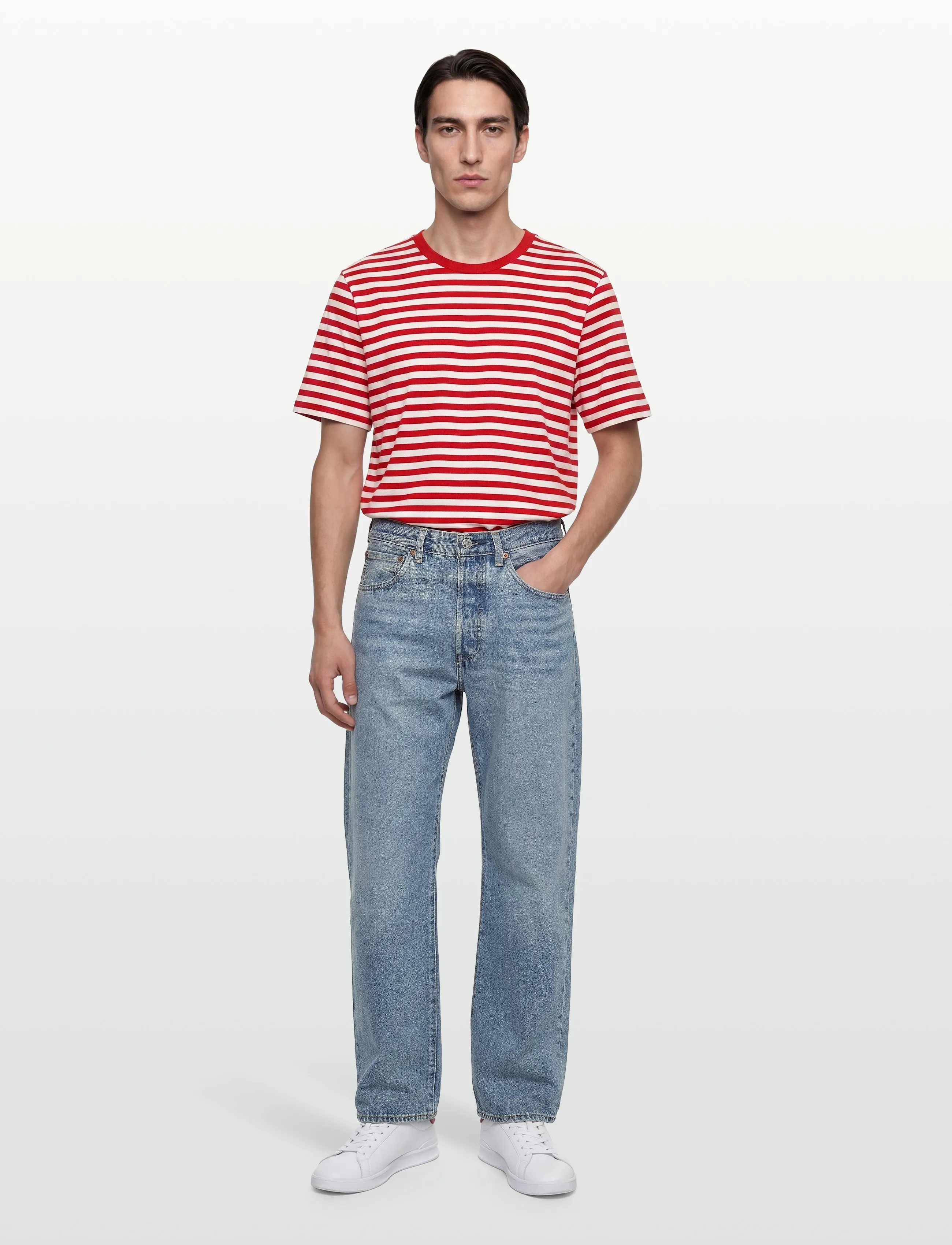 Marimekko - TASARAITA UNISEX SS - red, off white - 0