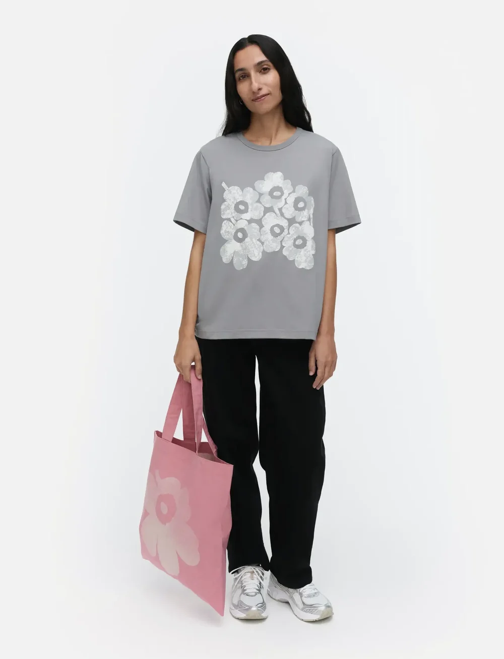Marimekko - ERNA UNIKKO PLACEMENT - t-shirts - grey, light grey - 0