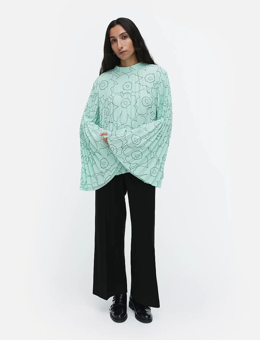Marimekko - DUURI PIIRTO UNIKKO - pikkade varrukatega pluusid - light turquoise, dark green - 0