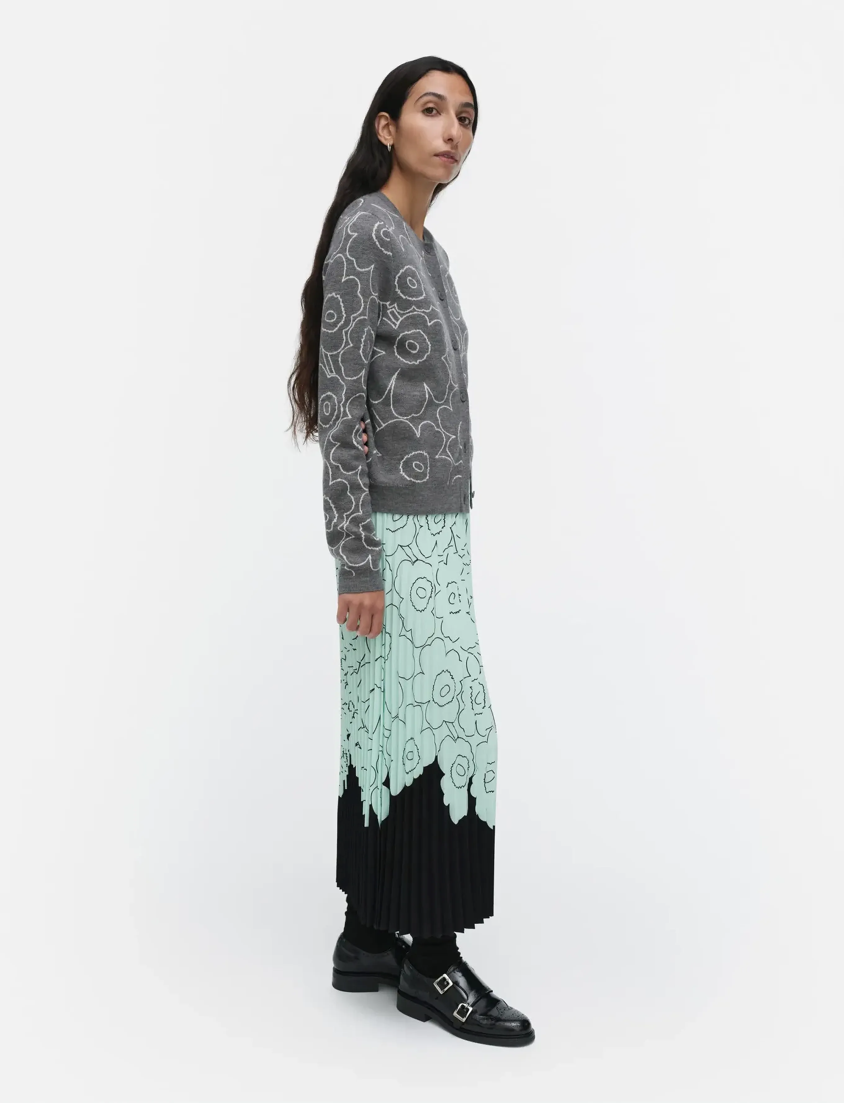 Marimekko - PIIRU PIIRTO UNIKKO PLACEMENT - plisserade kjolar - light turquoise, black - 4