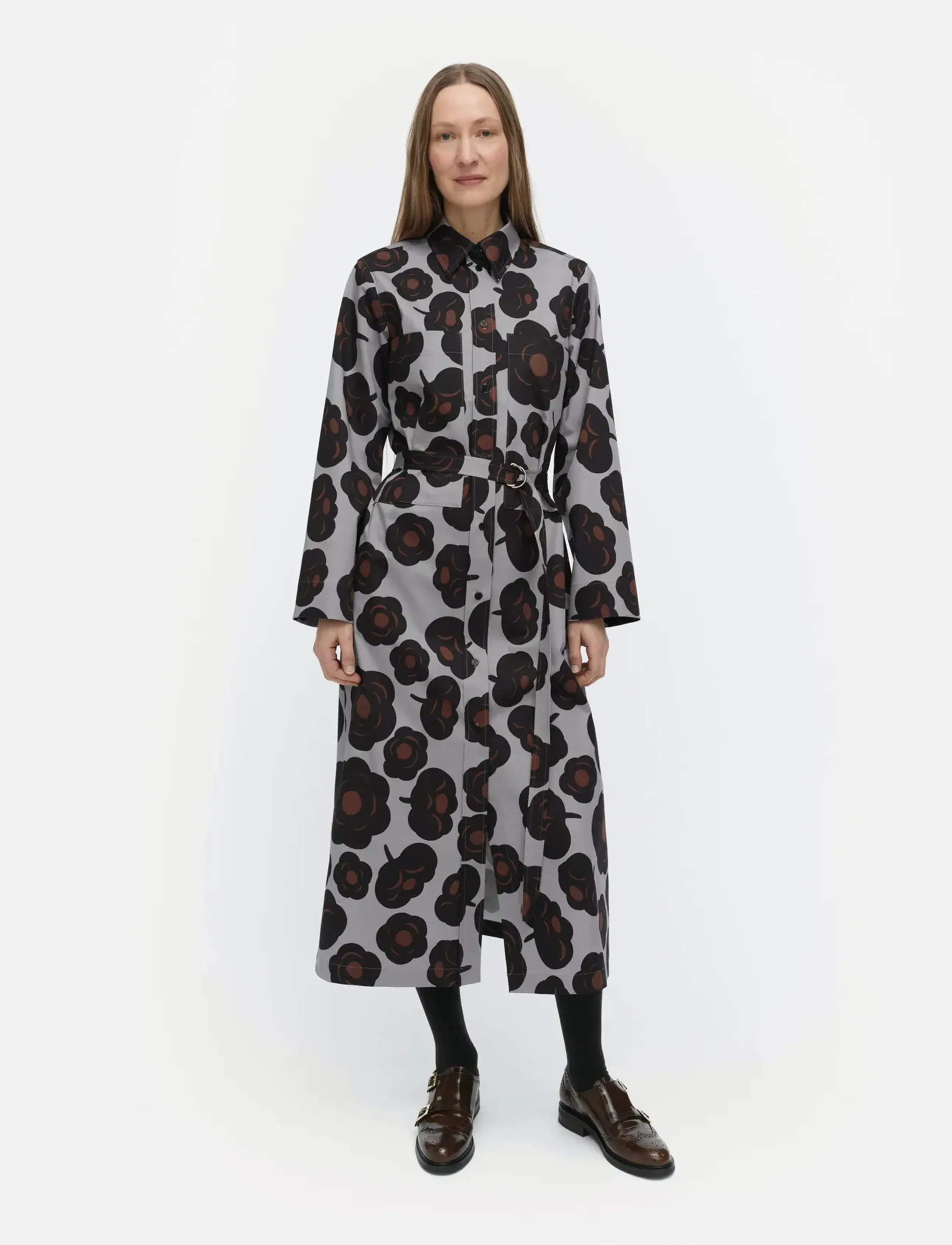Marimekko MOLLA TUMMA - Midikleider - GREY, BLACK, BROWN / grey