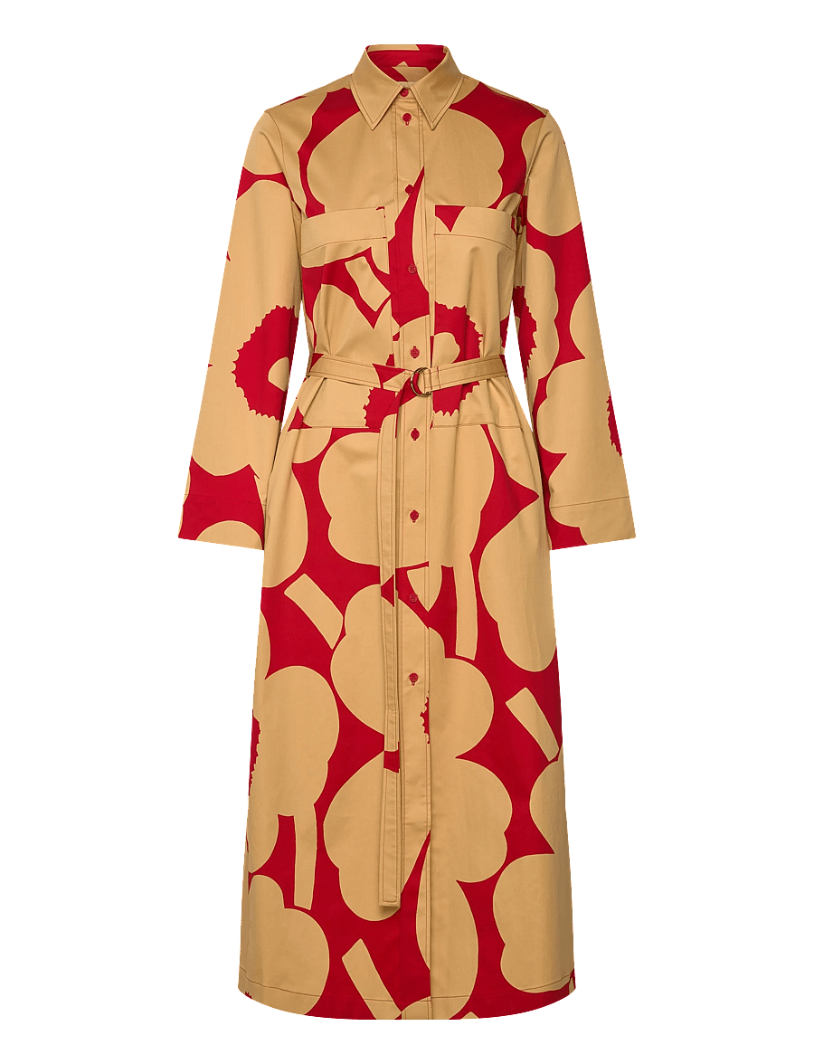 Marimekko - MOLLA UNIKKO - sukienki koszulowe - light brown, red - 1