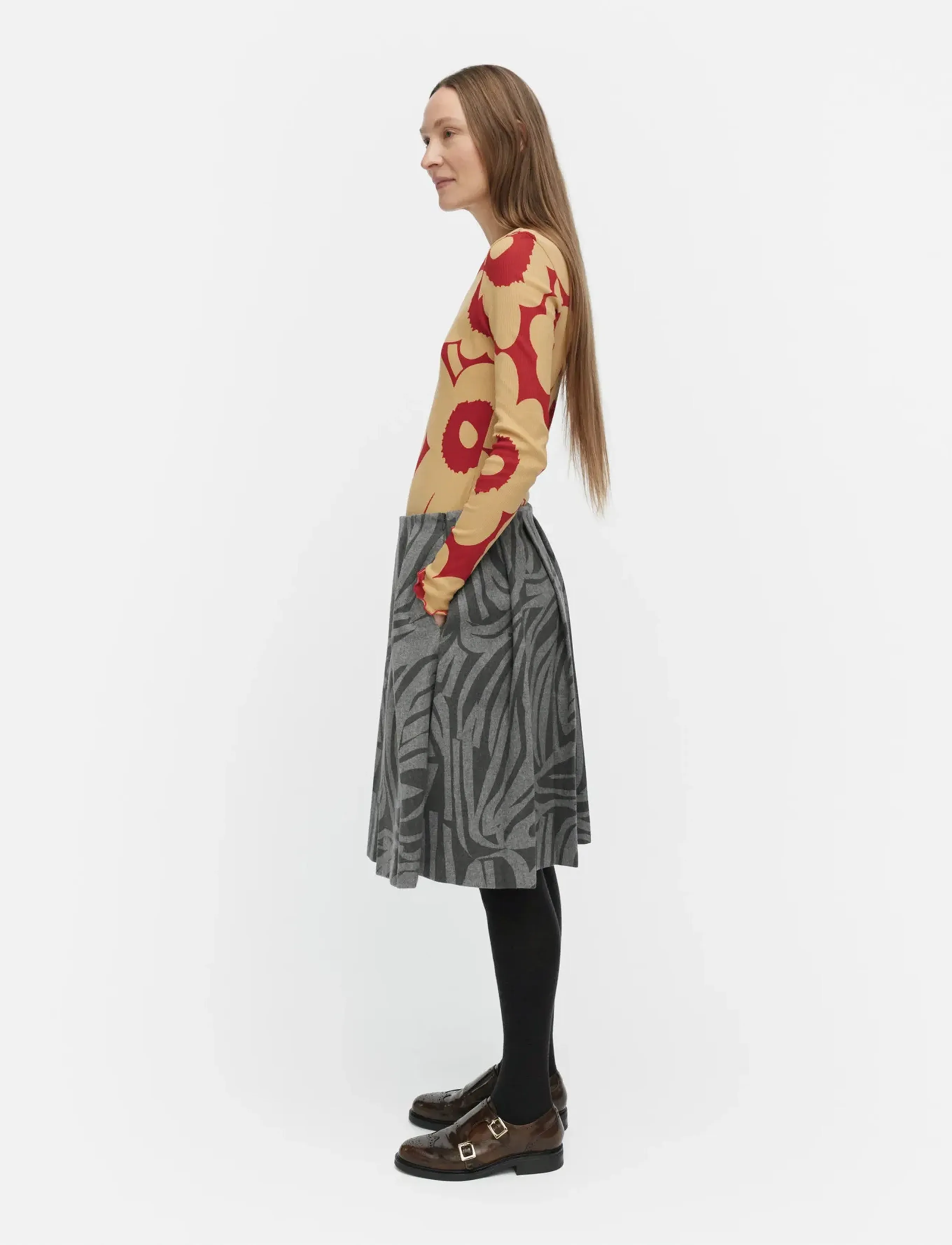 Marimekko - DAALIA JOKURAITA - midi-röcke - grey, light grey - 4