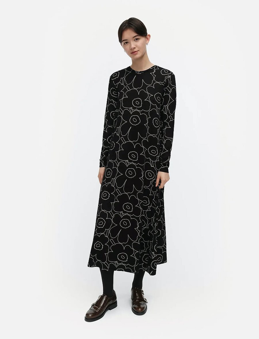 Marimekko - KOLMIN PIIRTO UNIKKO - midiklänningar - black, off white - 0