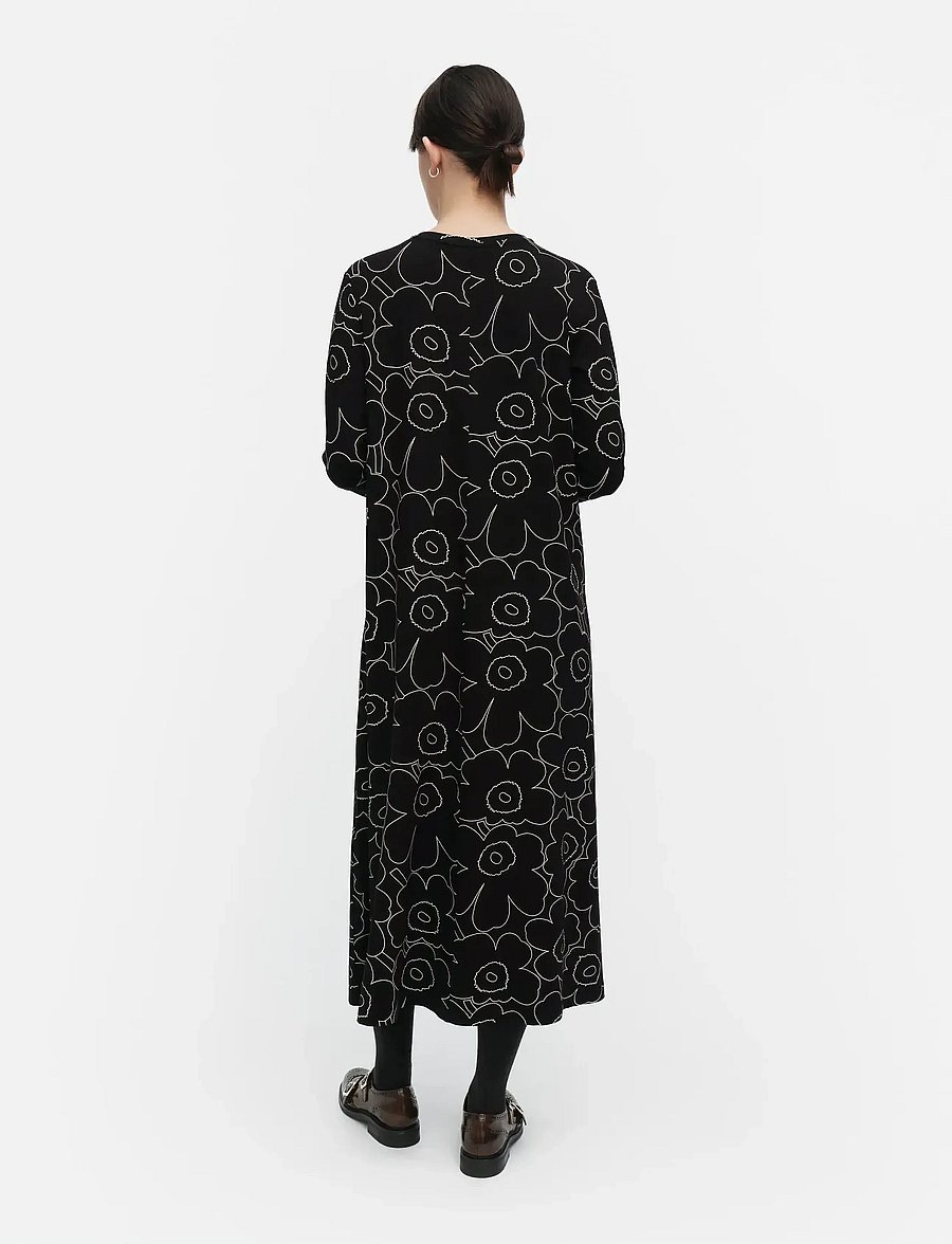 Marimekko - KOLMIN PIIRTO UNIKKO - midiklänningar - black, off white - 3