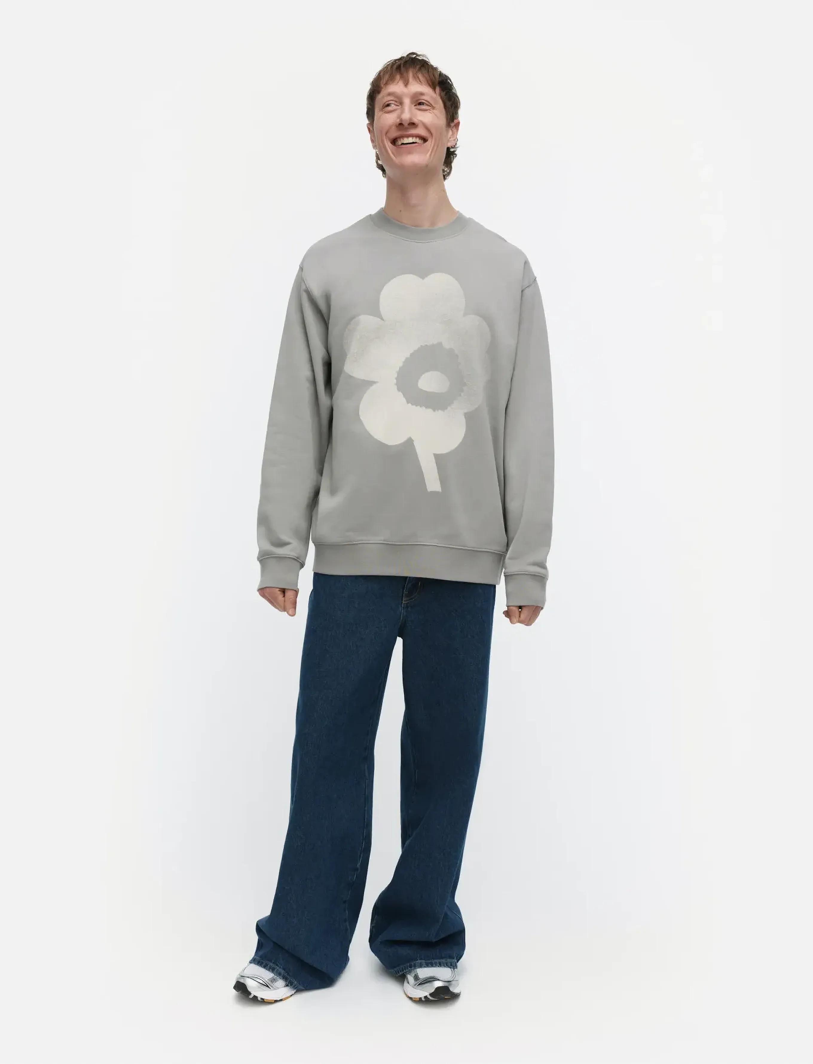 Marimekko Loisto Unikko Placement, Kvinder, Blomsterprint Sweatshirt, Grå, Str: S