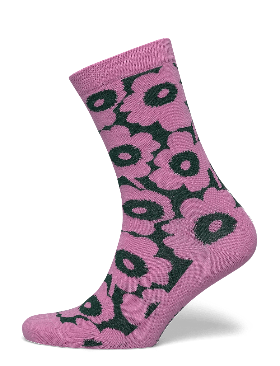Marimekko - LINJAUS UNIKKO - vanliga strumpor - dark green, light pink - 0