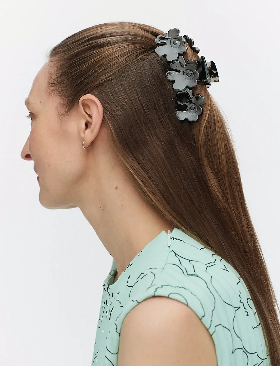 Marimekko - MINI UNIKKO HAIR CLIP - black, grey - 0
