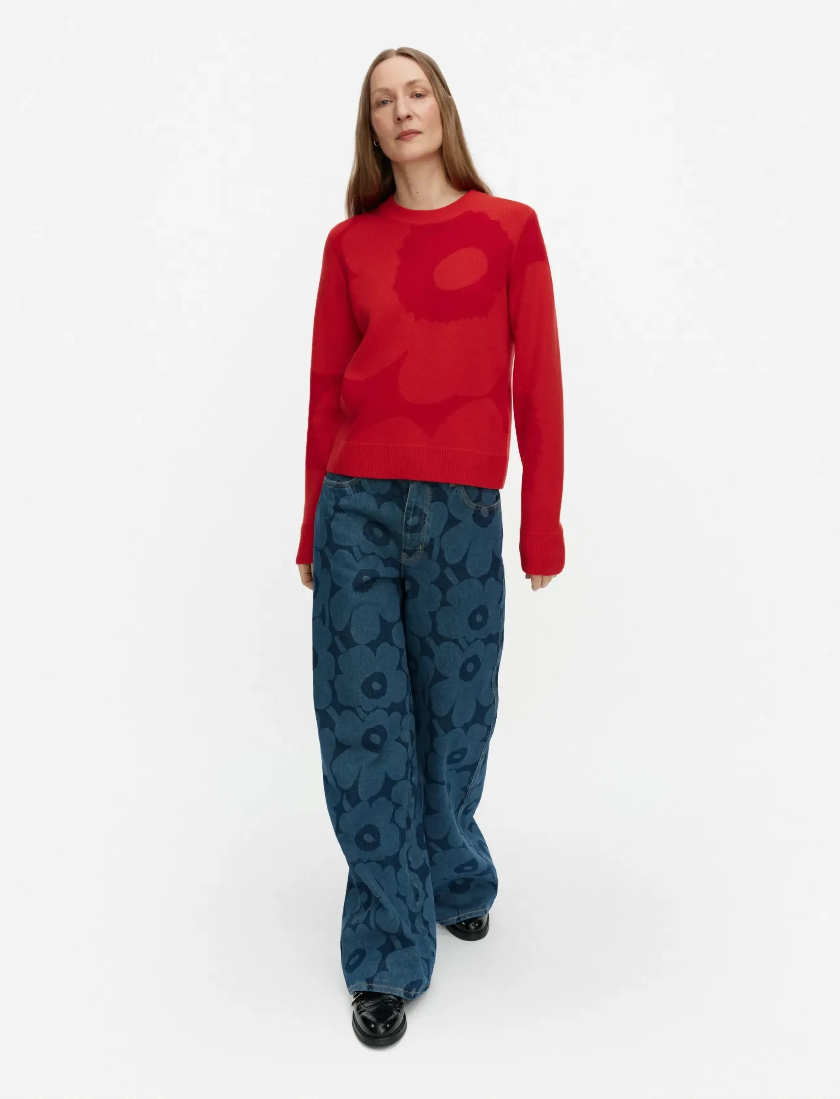 Marimekko Aukio Unikko, M, Red, Strik > Trøjer, Dame