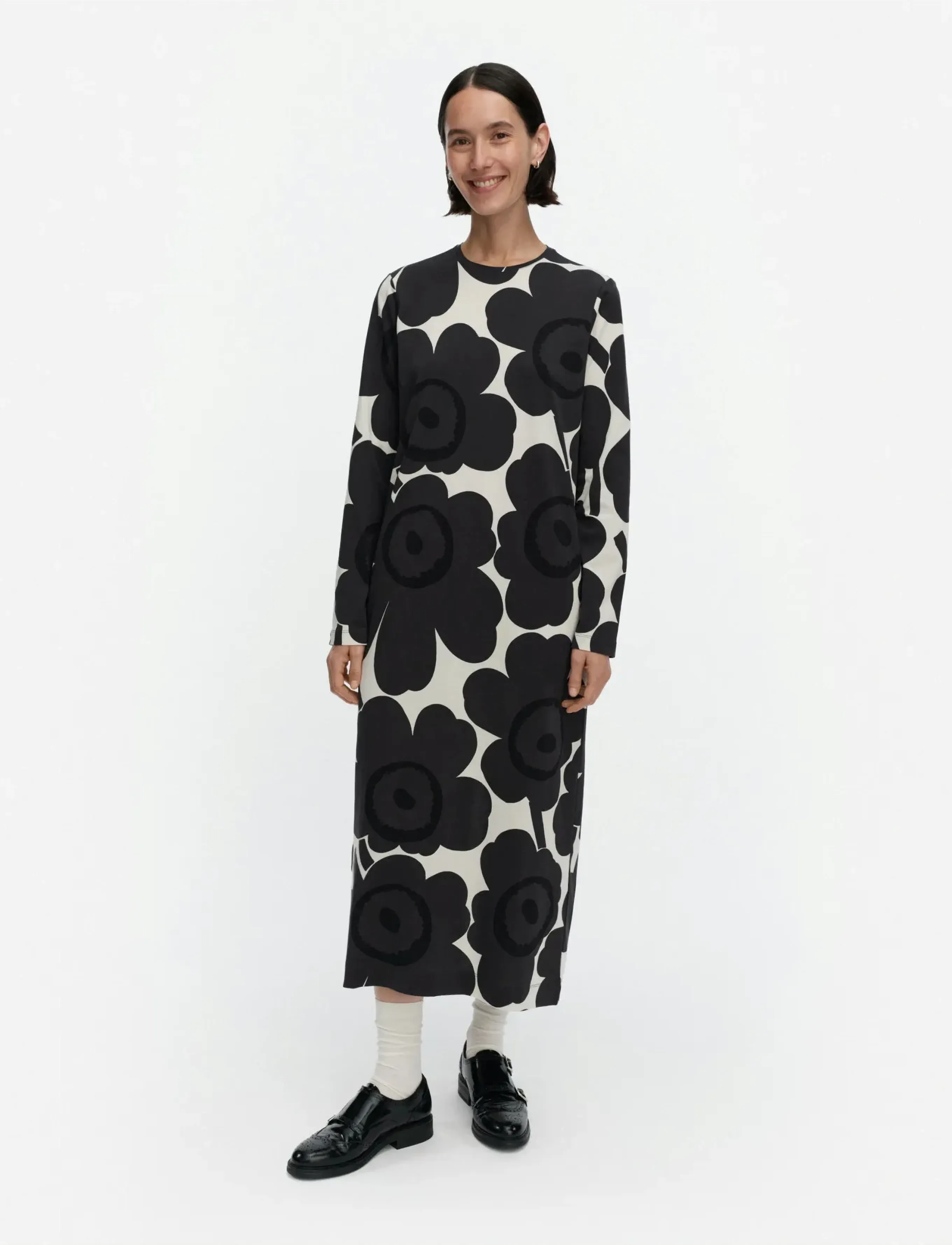 Marimekko LUONTI UNIKKO - Klänningar - OFF-WHITE, DARK GREY, BLACK / black