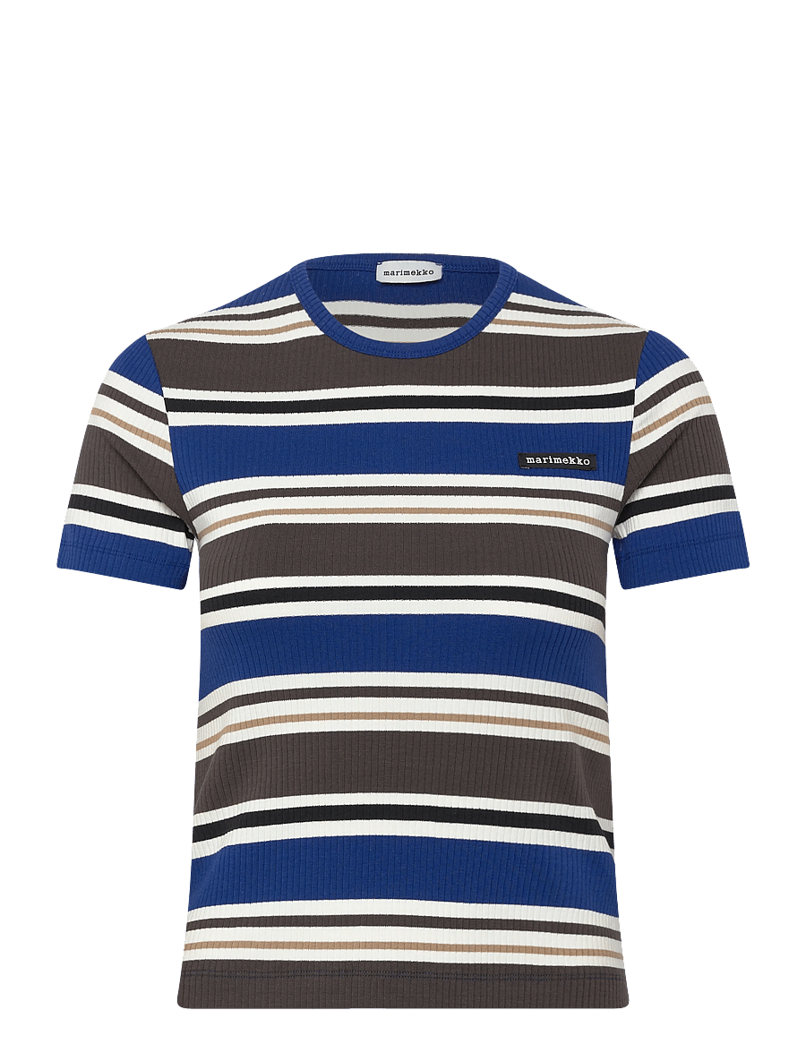 Marimekko - SPURTTI HELVI - t-shirts - blue, brown, black, white - 1
