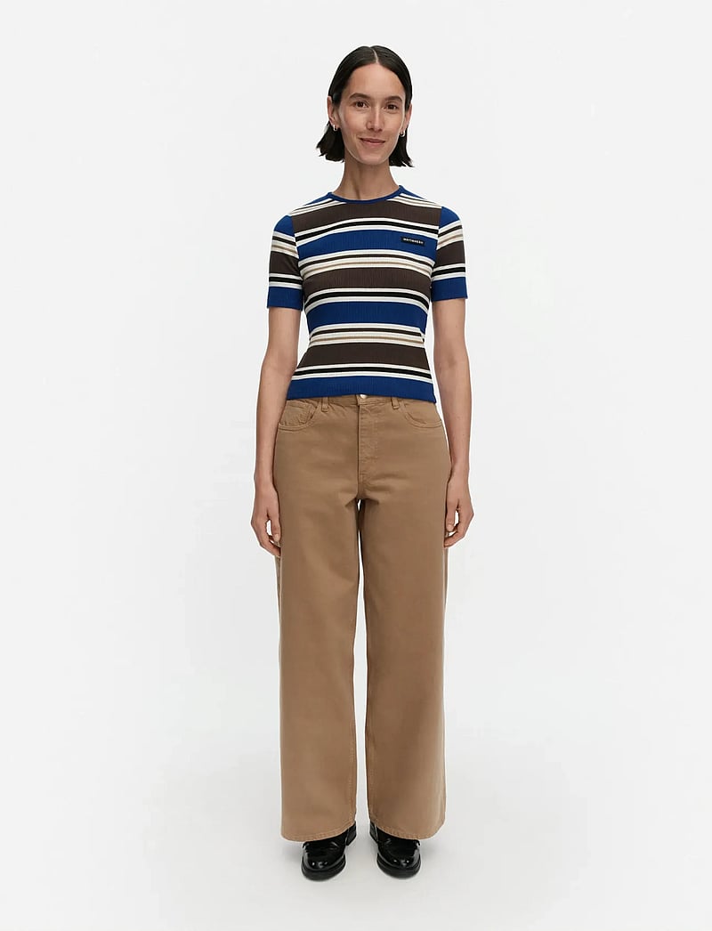 Marimekko - SPURTTI HELVI - t-shirts & tops - blue, brown, black, white - 0