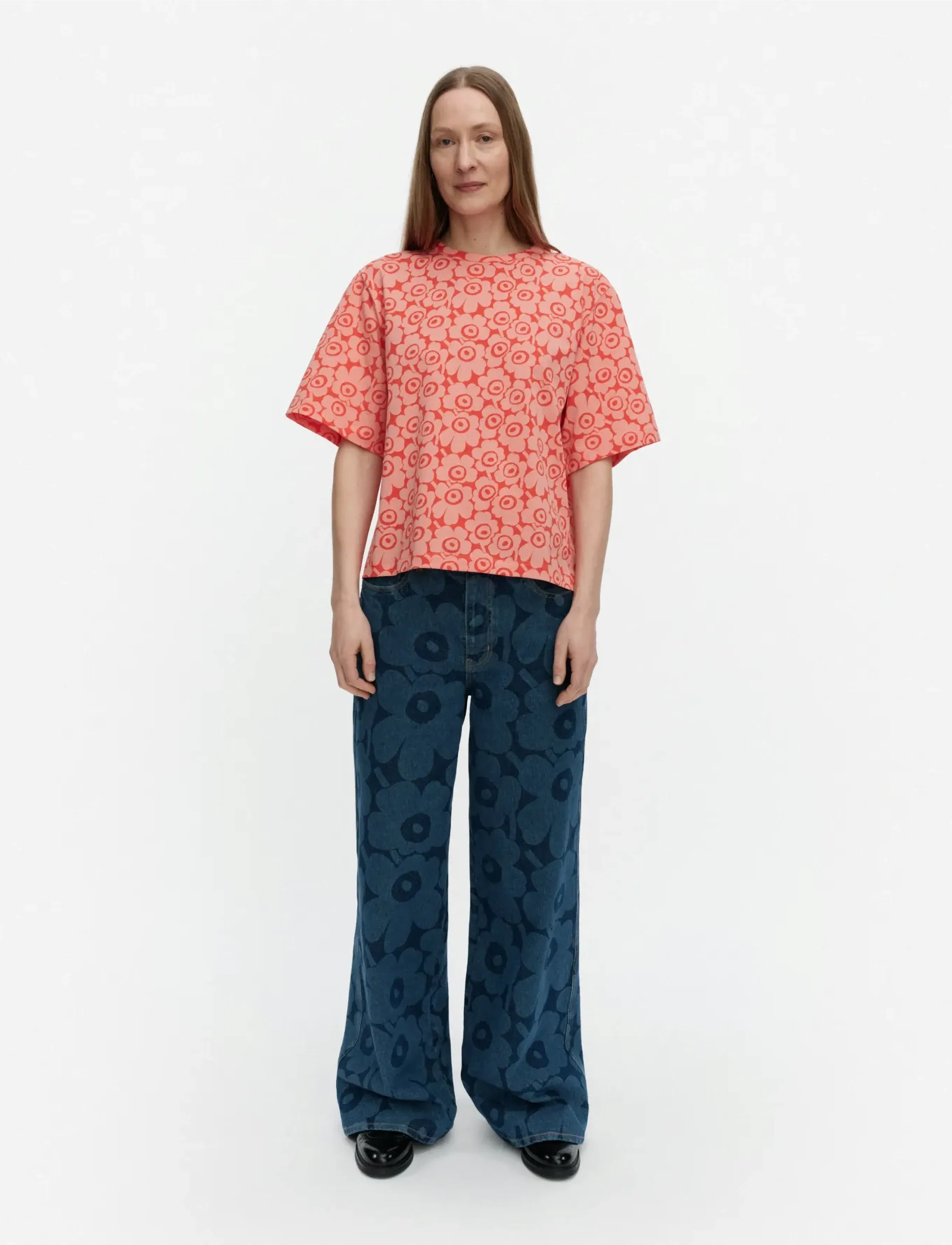 Marimekko Juulia Unikko, S, Red, T-Shirts & Toppe > Kortærmede, Dame