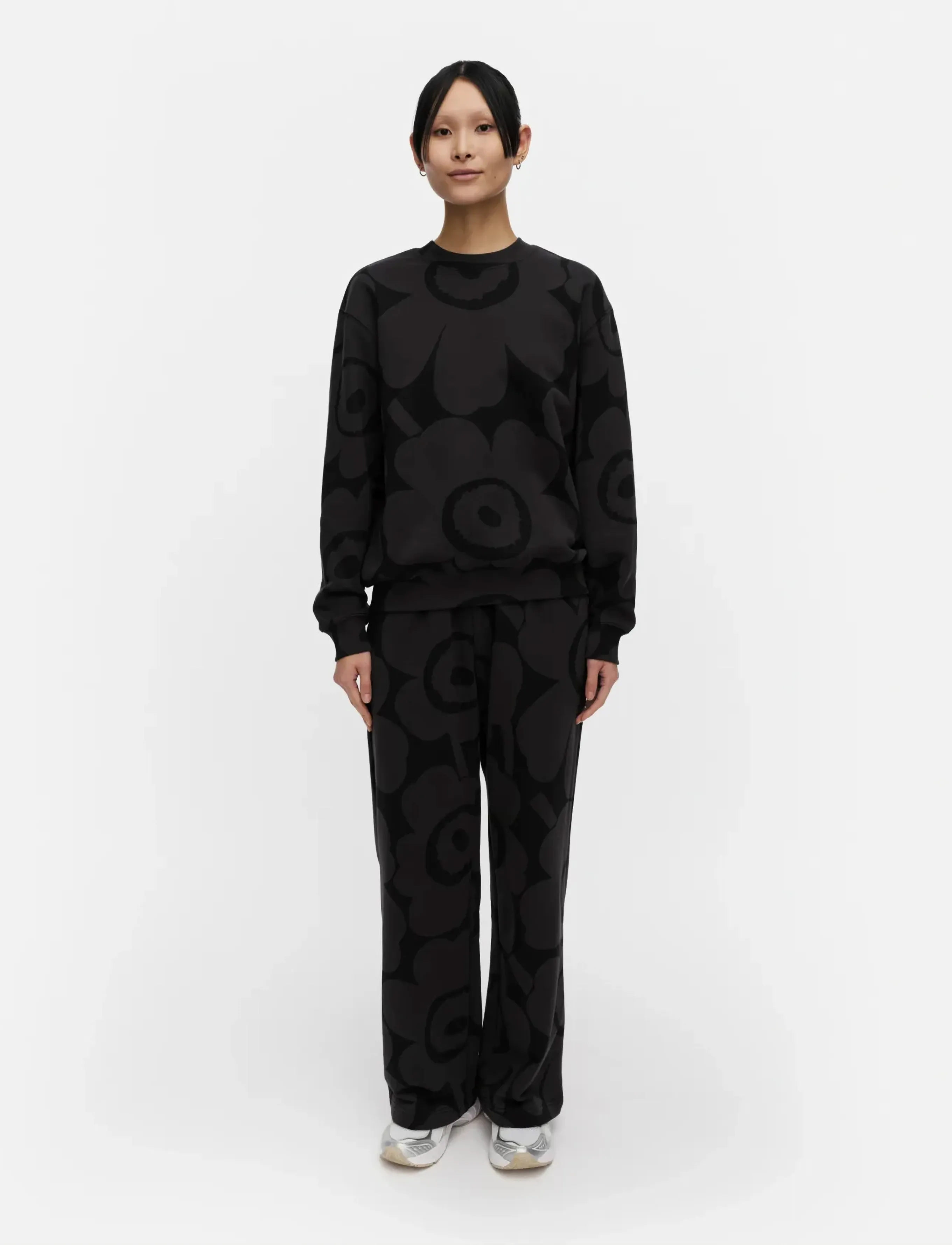 Marimekko Leiot Unikko, Kvinder, Blomstret Sweatshirt, Grå, Str: M