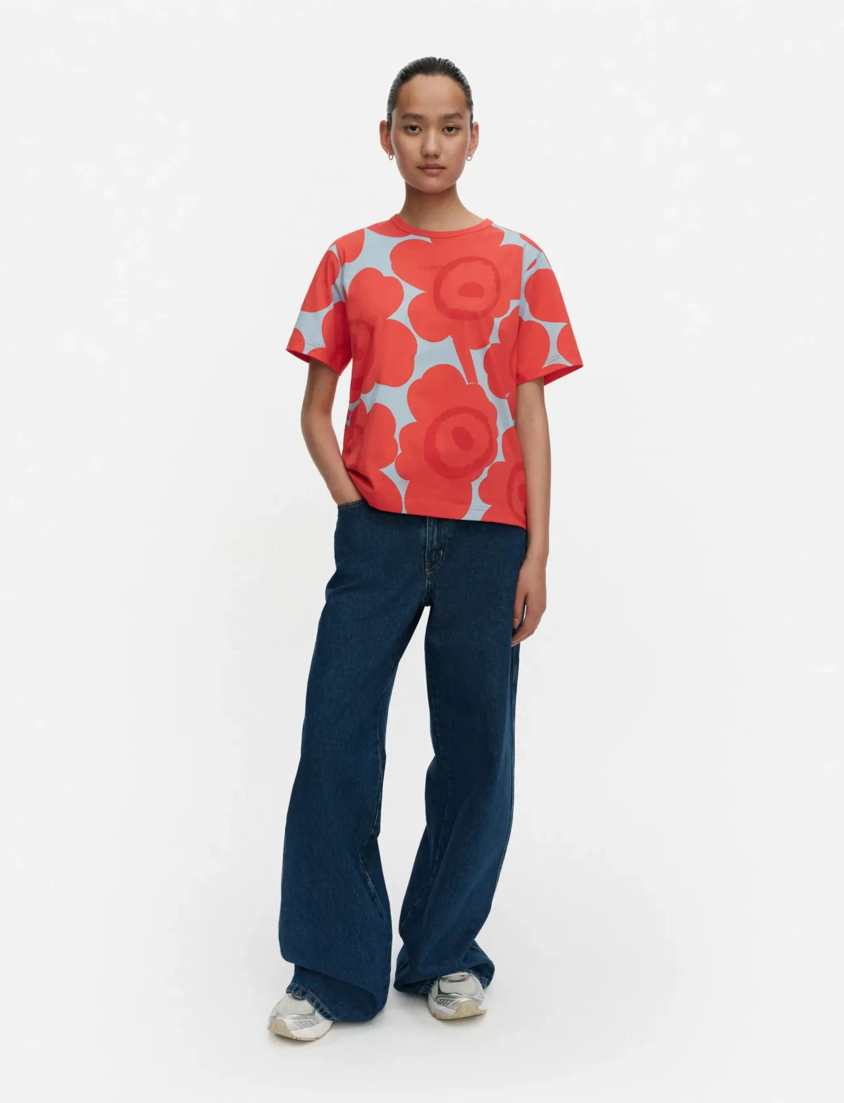 Marimekko ERNA UNIKKO - T-shirts & Toppe - LIGHT BLUE, RED / red