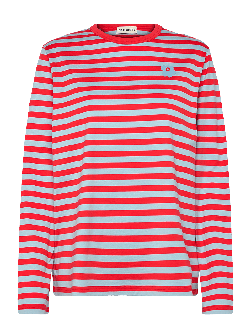 Marimekko - TASARAITA UNIKKO LS - pikkade varrukatega alussärgid - red, light blue - 1