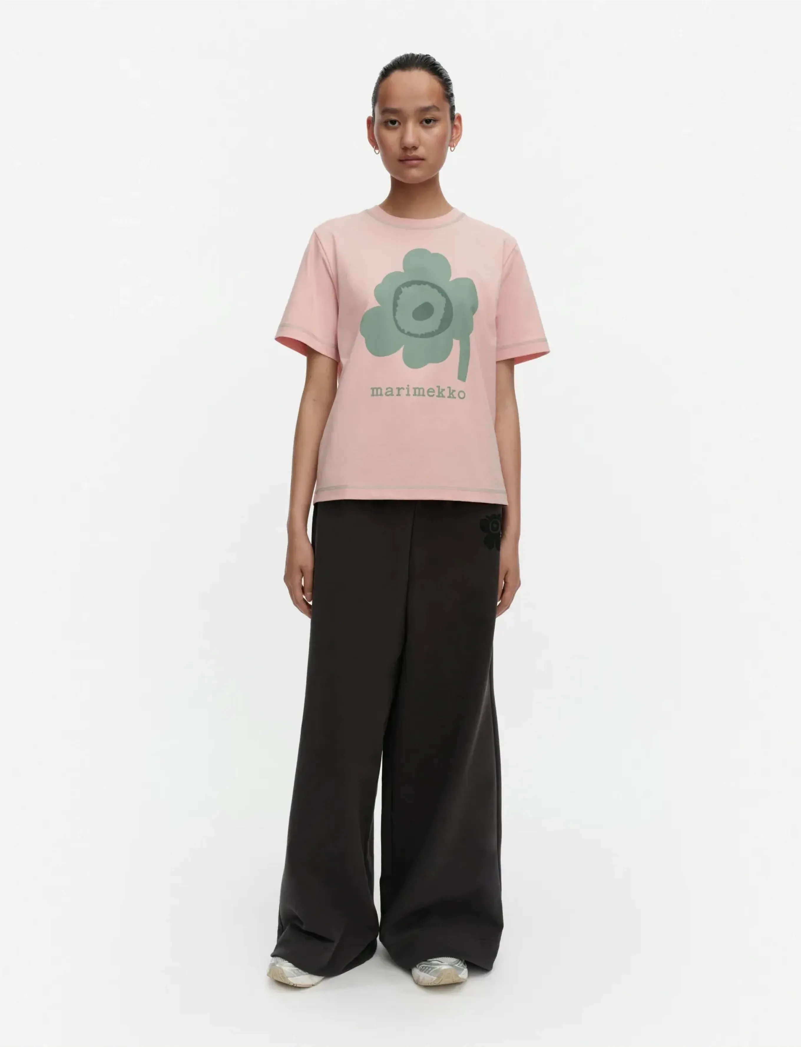Marimekko LUULO UNIKKO PLACEMENT - T-shirts & Toppar - LIGHT PINK, LIGHT GREEN / pink/rose