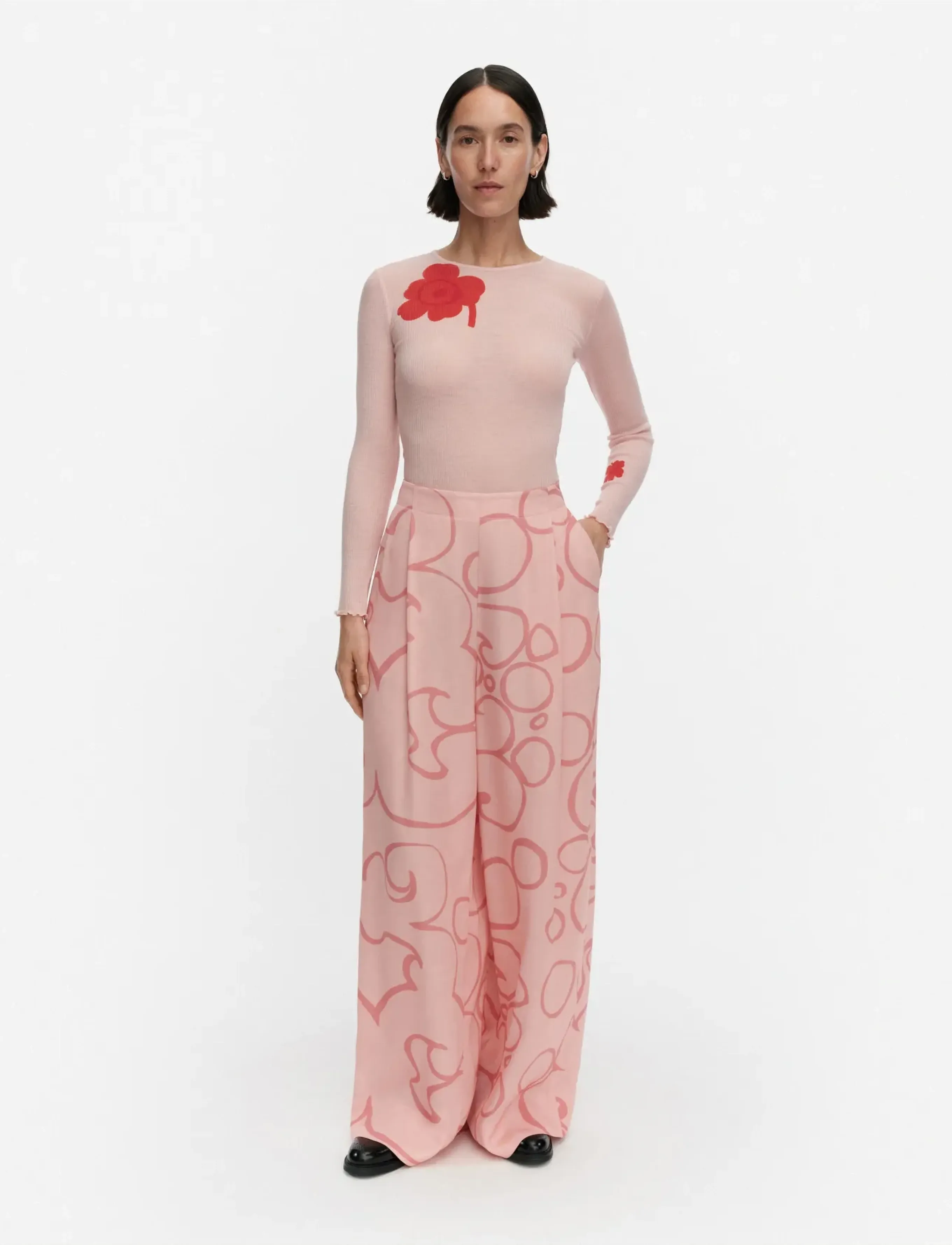 Marimekko Nähtävyys Keidas, 44, Pink, Bukser > Lige Ben, Dame