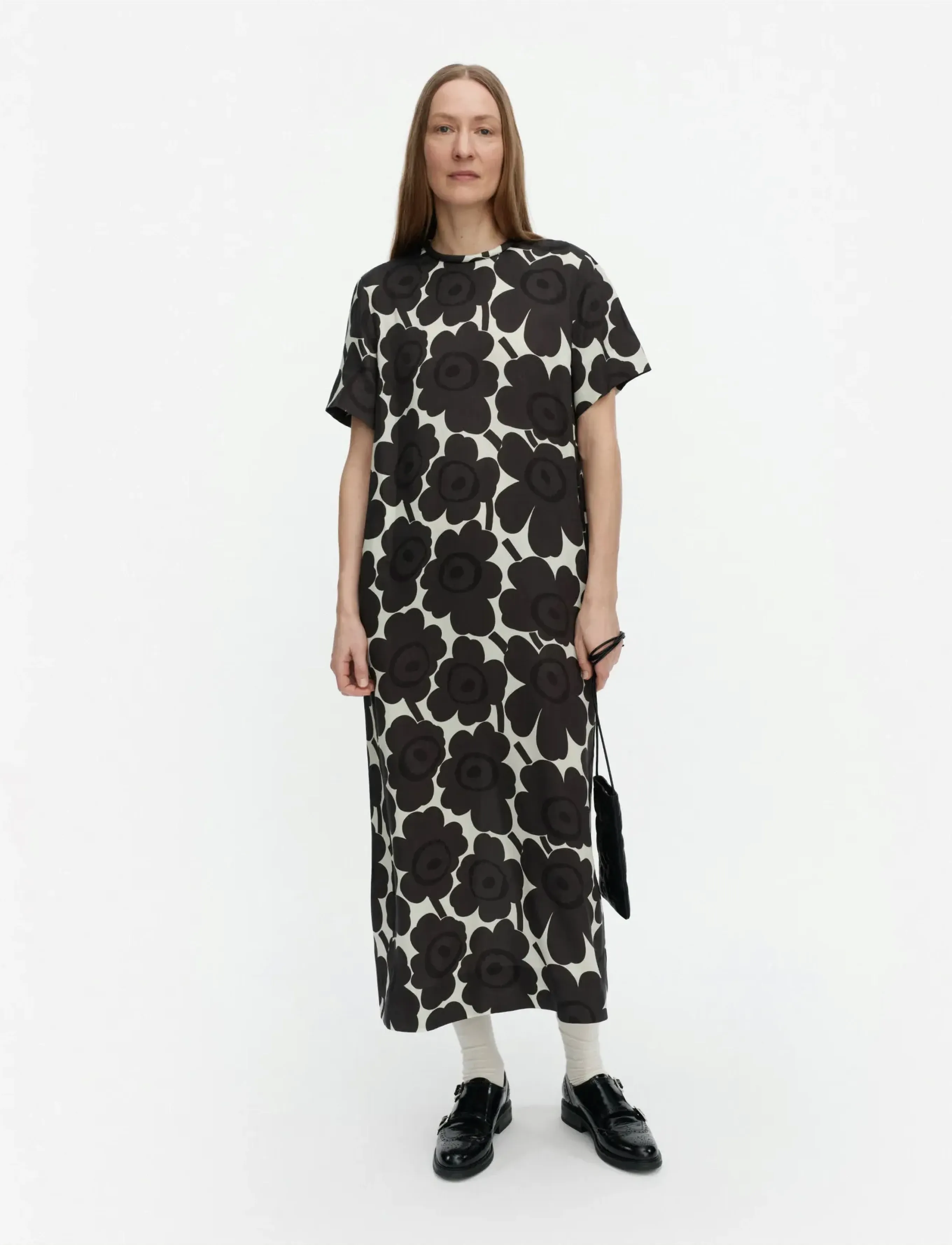 Marimekko Kuvaelma Unikko, Kvinder, Blomstret Kortærmet Kjole, Sort, Str: 34