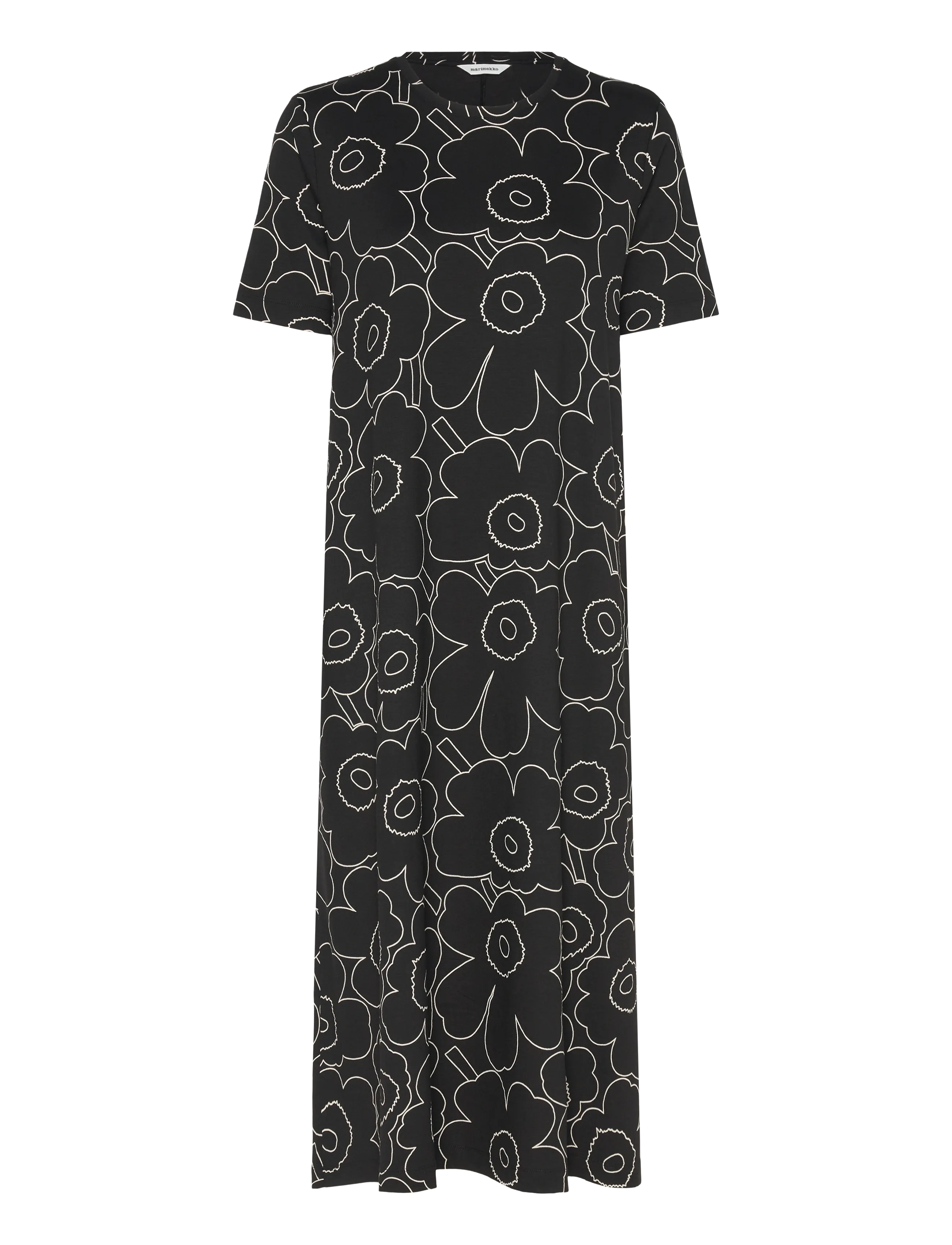 Marimekko KOKEMUS PIIRTO UNIKKO - T-Shirt-Kleider - BLACK, OFF WHITE / black