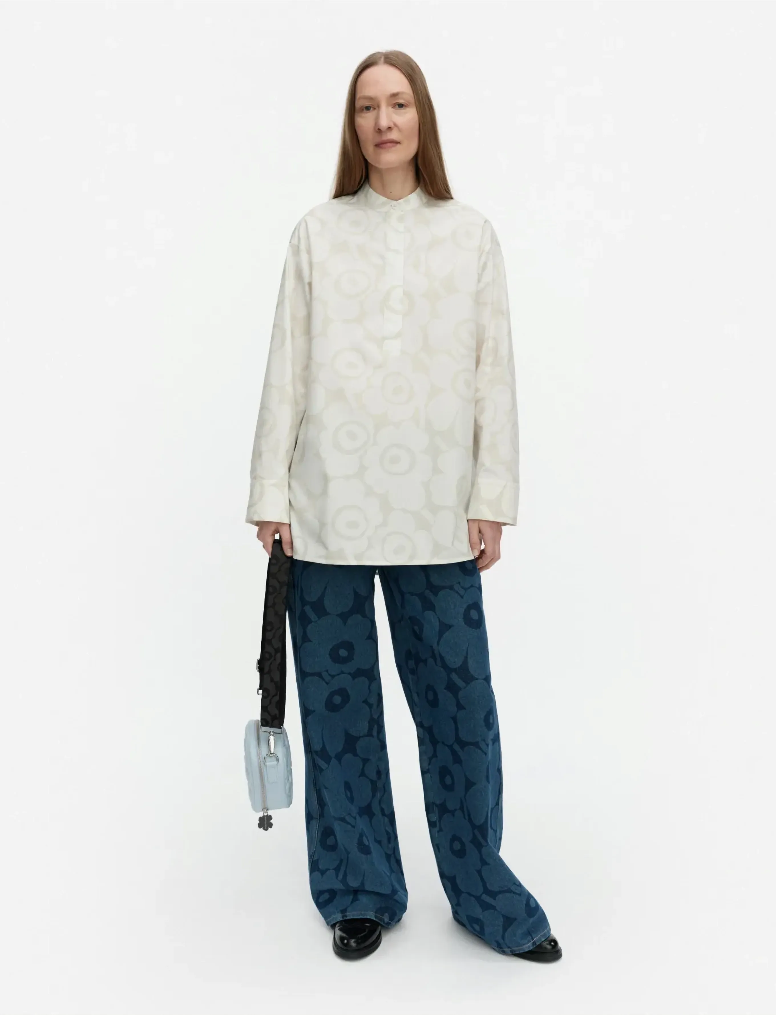 Marimekko Kooste Unikko, Kvinder, Blomstret Tunika, Beige, Str: 36