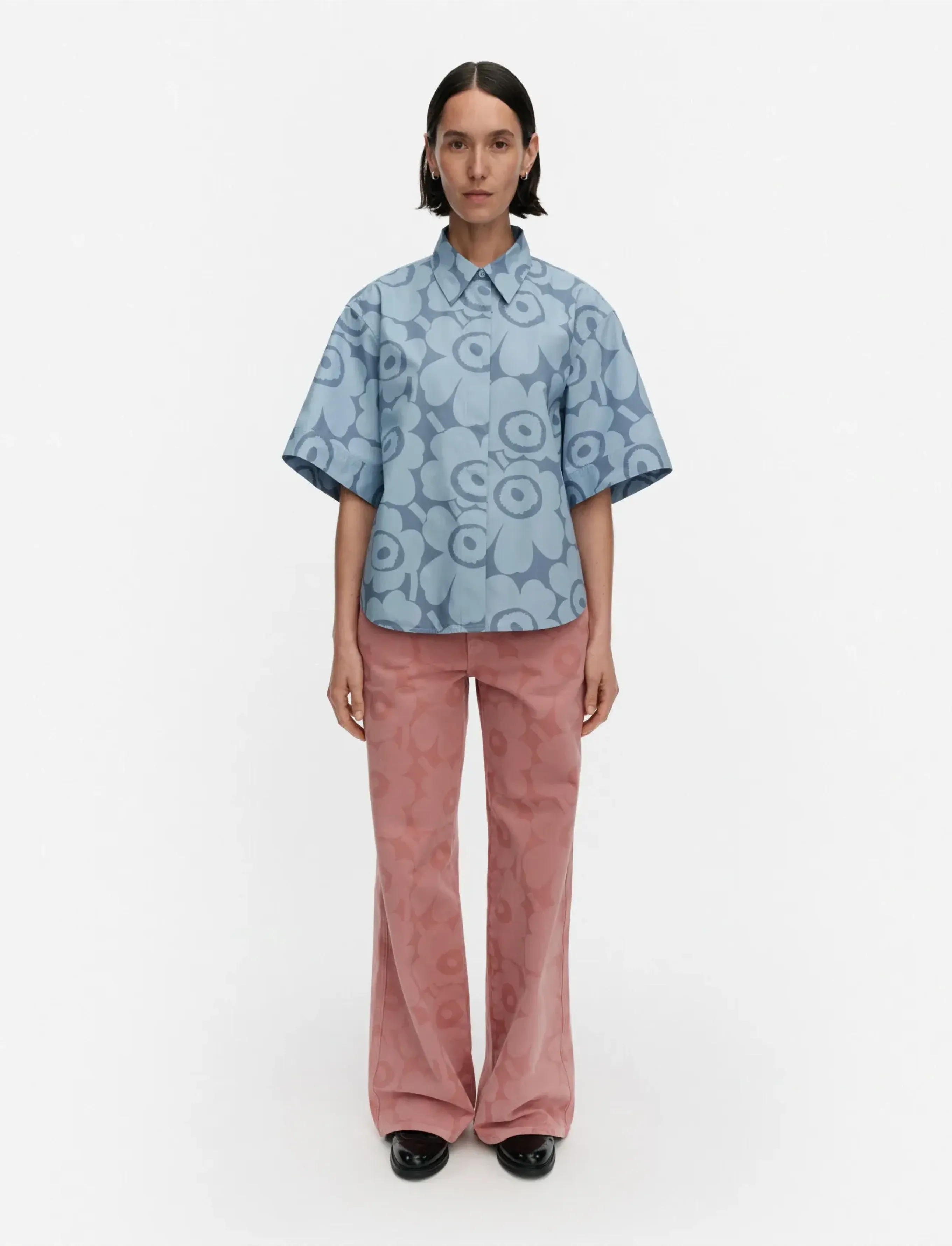 Marimekko Standardi Unikko, 38, Blue, Skjorter > Langærmede, Dame