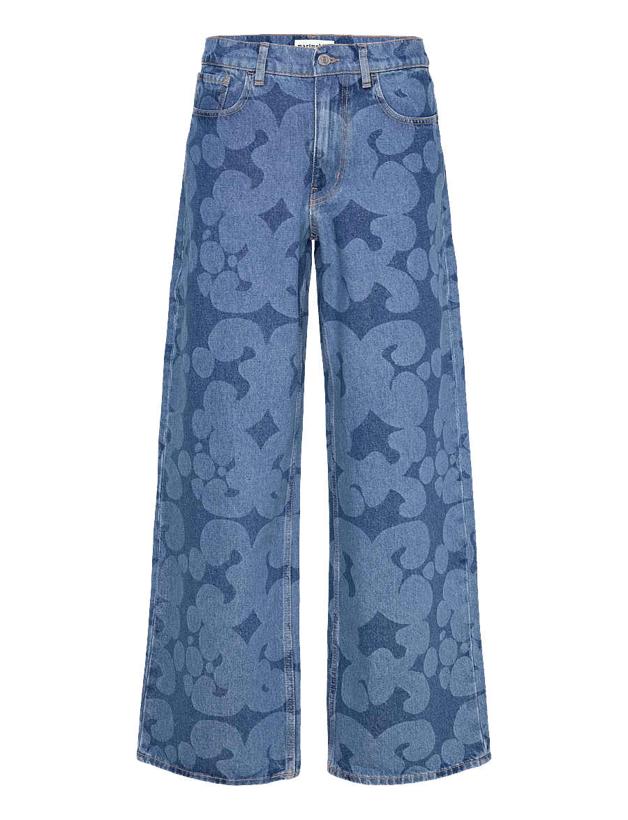 Marimekko - MARIDENIM LOOSE KEIDAS - džinsa bikses ar platām starām - used indigo - 1