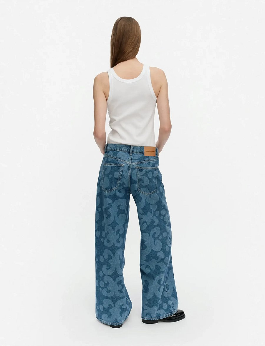 Marimekko - MARIDENIM LOOSE KEIDAS - džinsa bikses ar platām starām - used indigo - 3