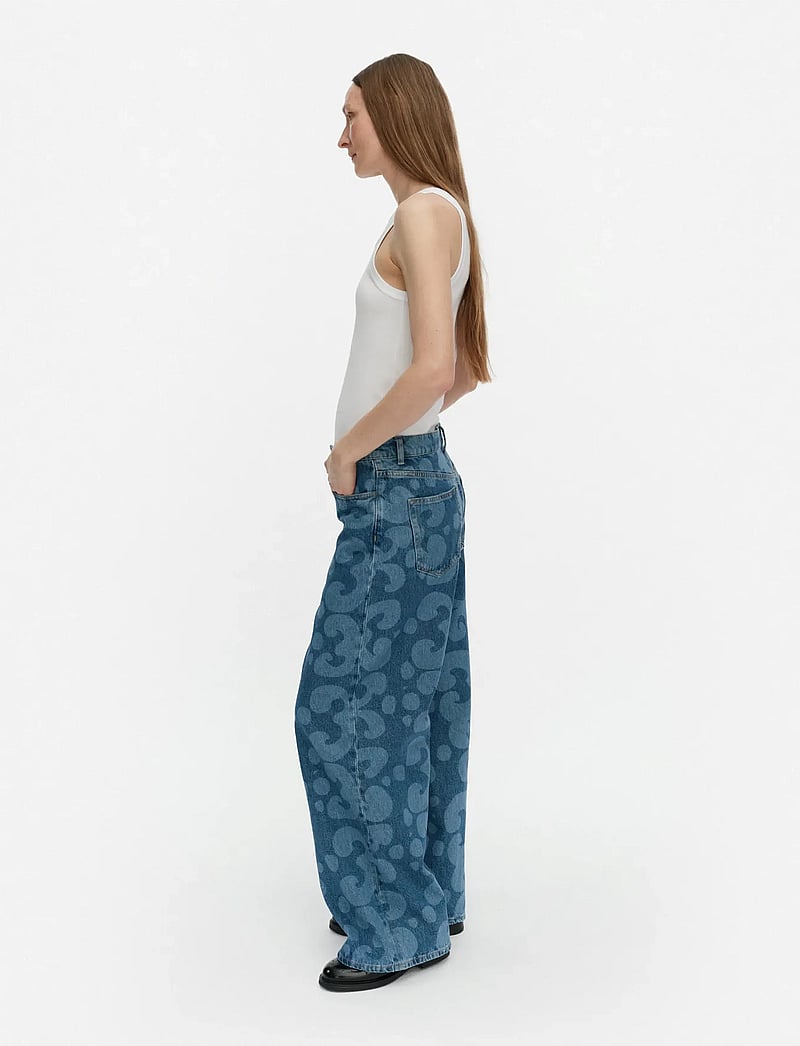 Marimekko - MARIDENIM LOOSE KEIDAS - hosen mit weitem bein - used indigo - 4