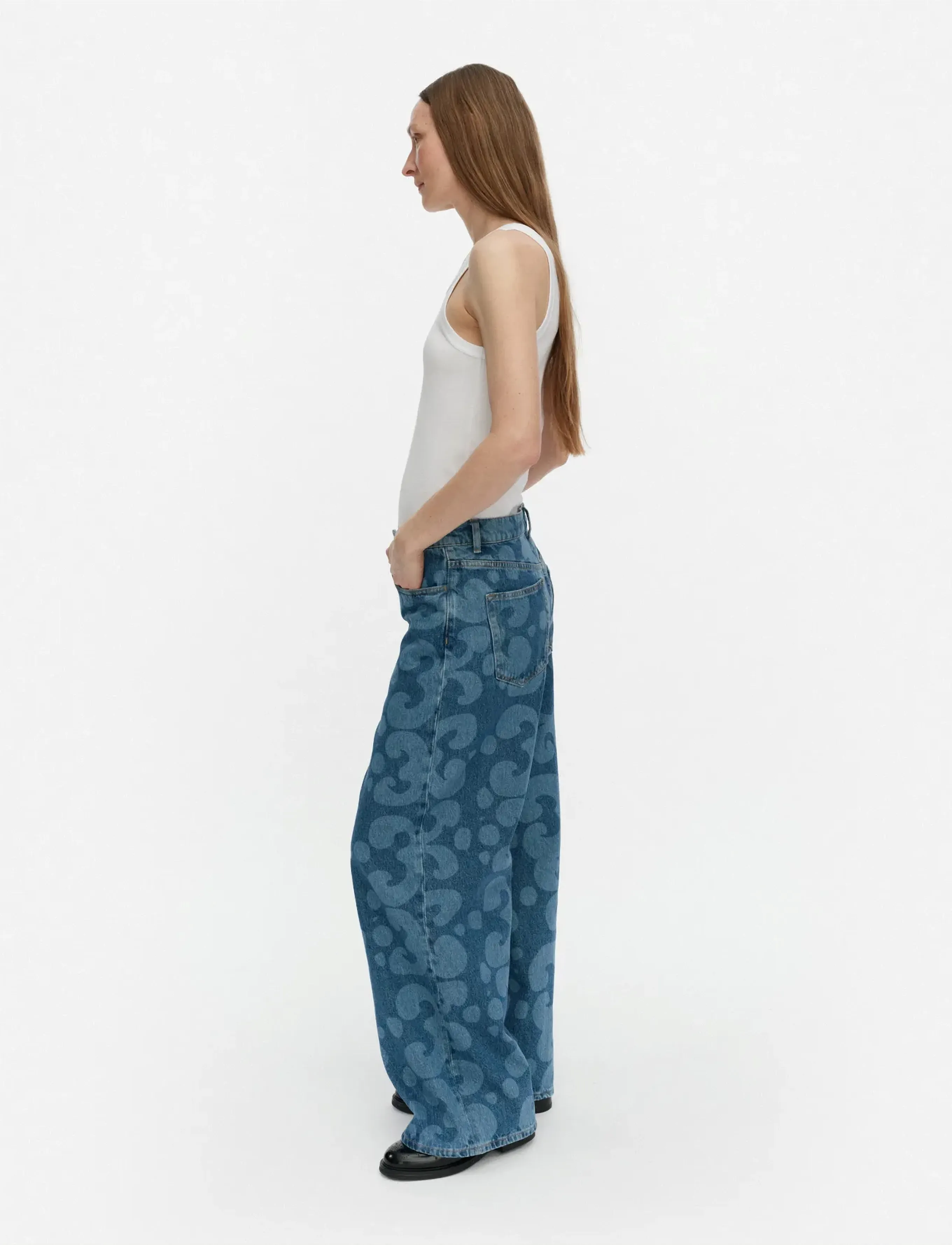 Marimekko - MARIDENIM LOOSE KEIDAS - džinsa bikses ar platām starām - used indigo - 4