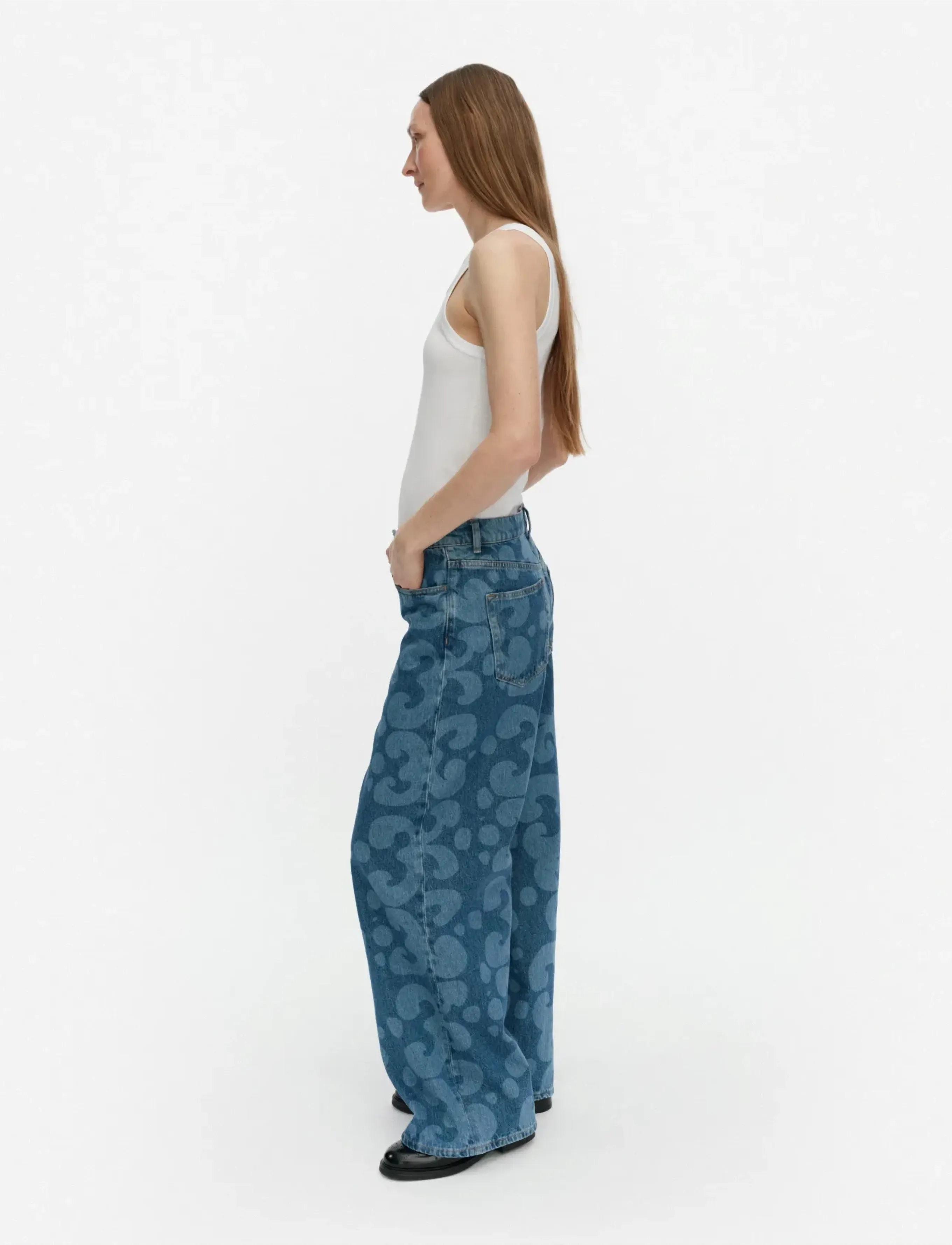 Marimekko - MARIDENIM LOOSE KEIDAS L - wide leg jeans - used indigo - 4