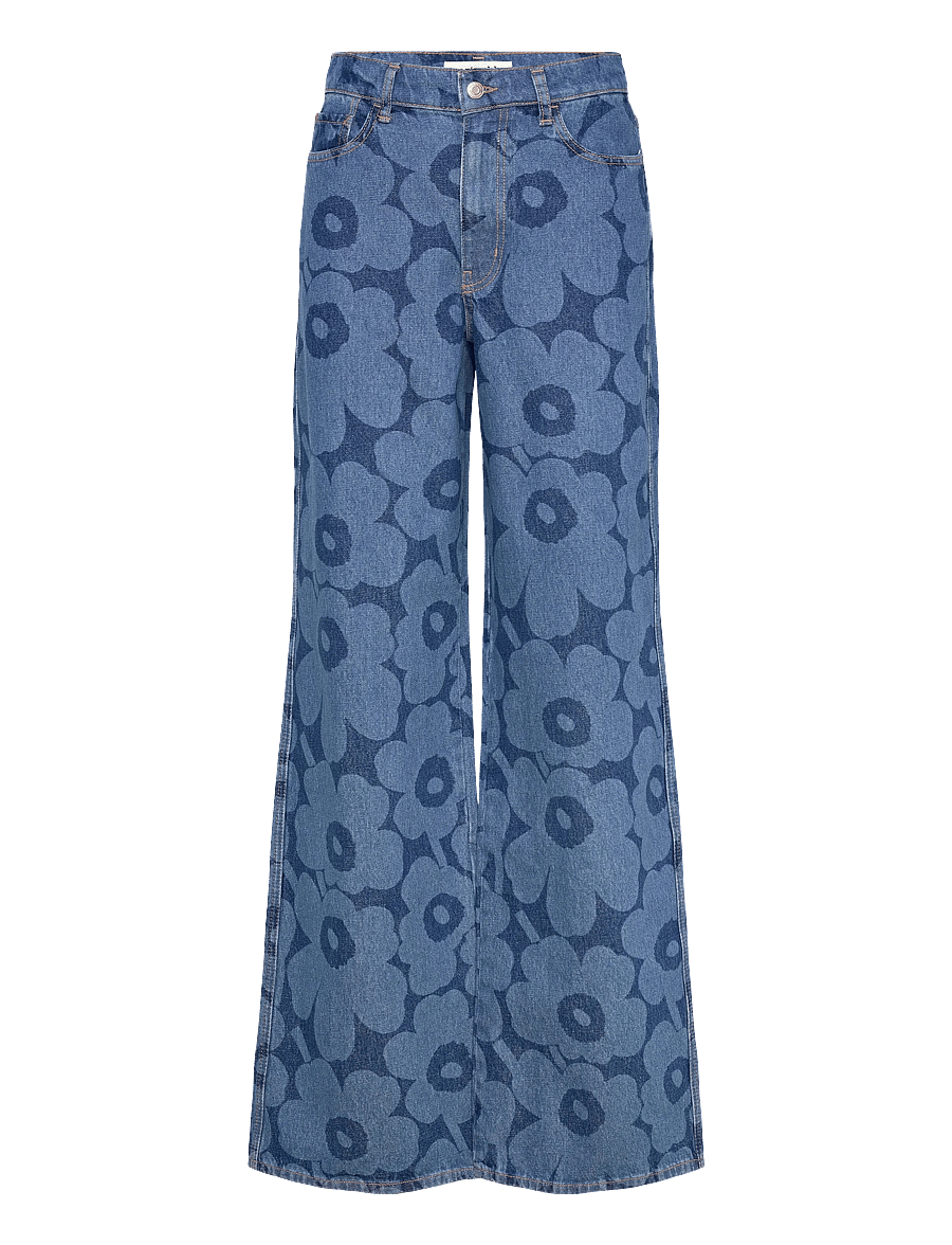 Marimekko - MARIDENIM WIDE UNIKKO L - hosen mit weitem bein - mid indigo - 1