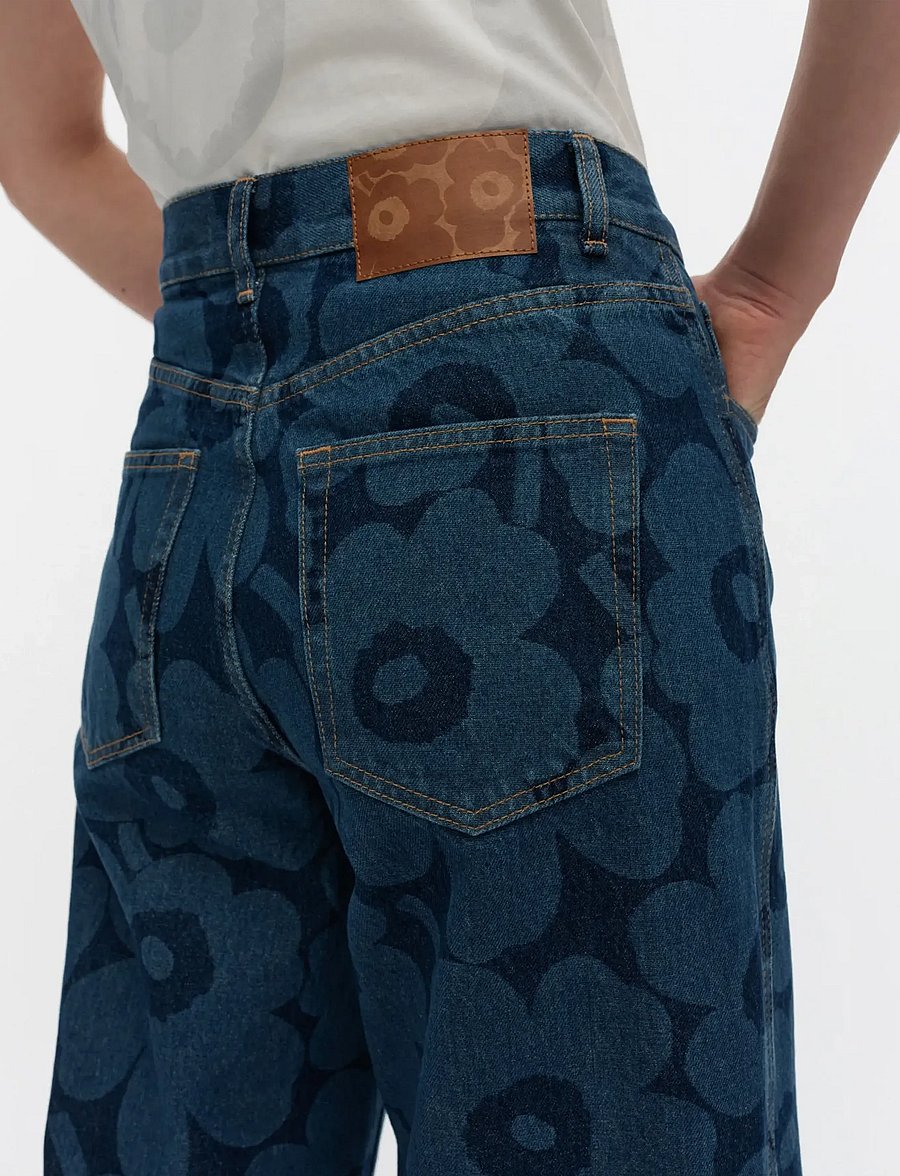 Marimekko - MARIDENIM WIDE UNIKKO L - hosen mit weitem bein - mid indigo - 5