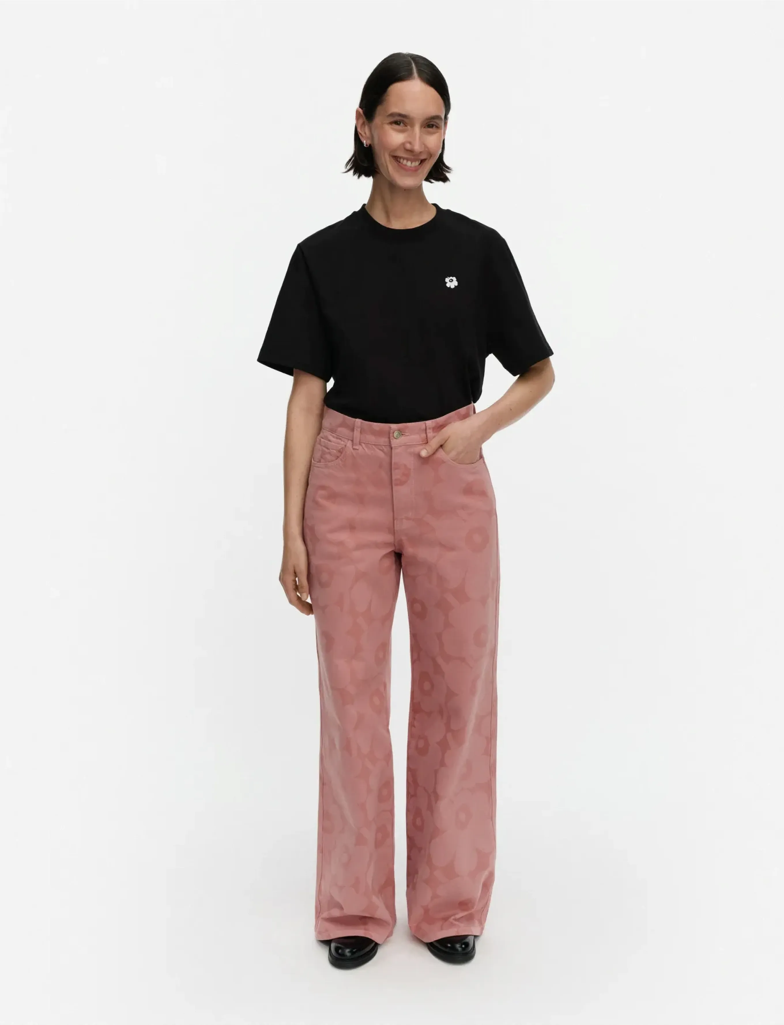 Marimekko Maridenim Wide Unikko L, 27 x 34, Pink, Jeans > Flares, Dame